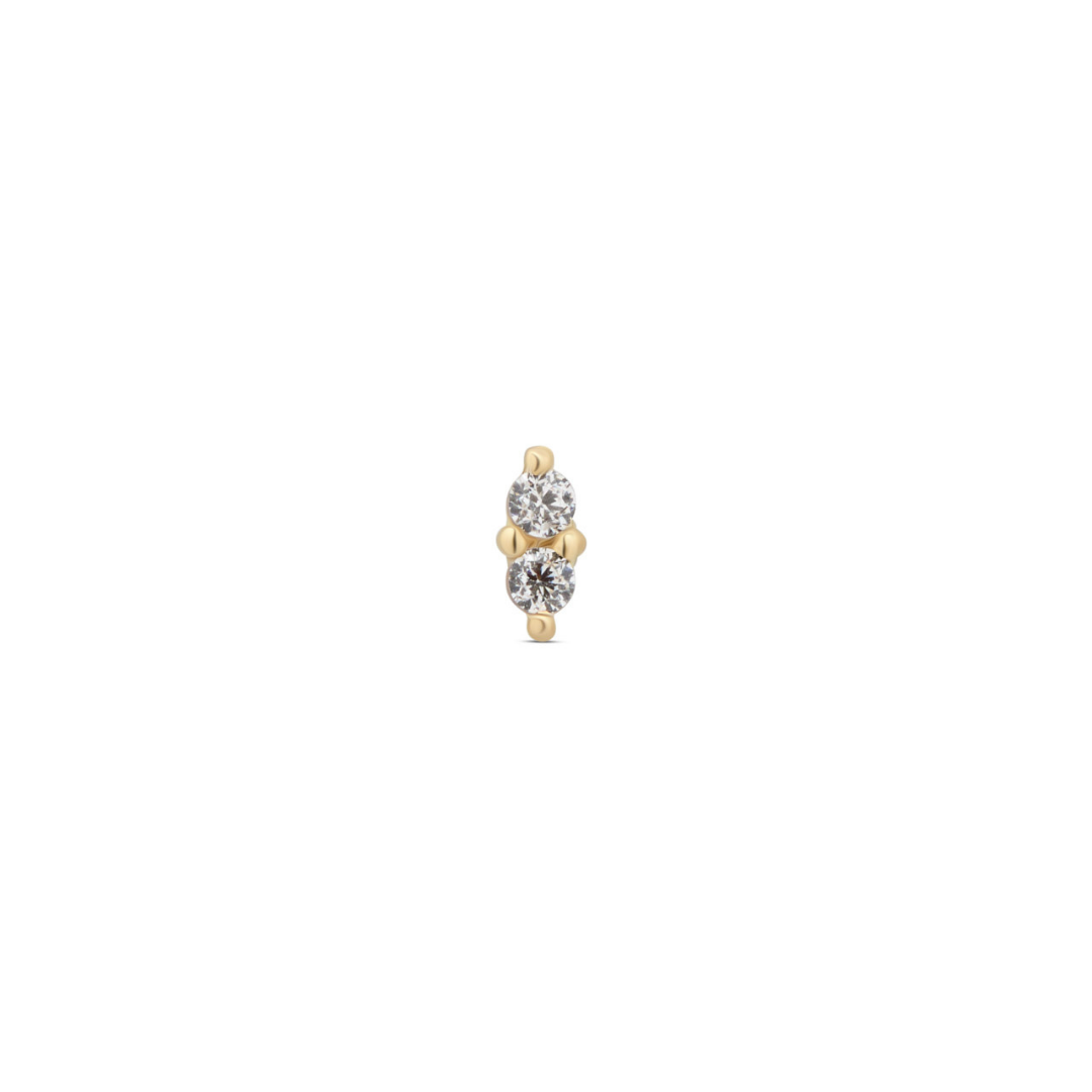 14kt Gold Flatback - 2 Stone Prong Set 1.2mm
