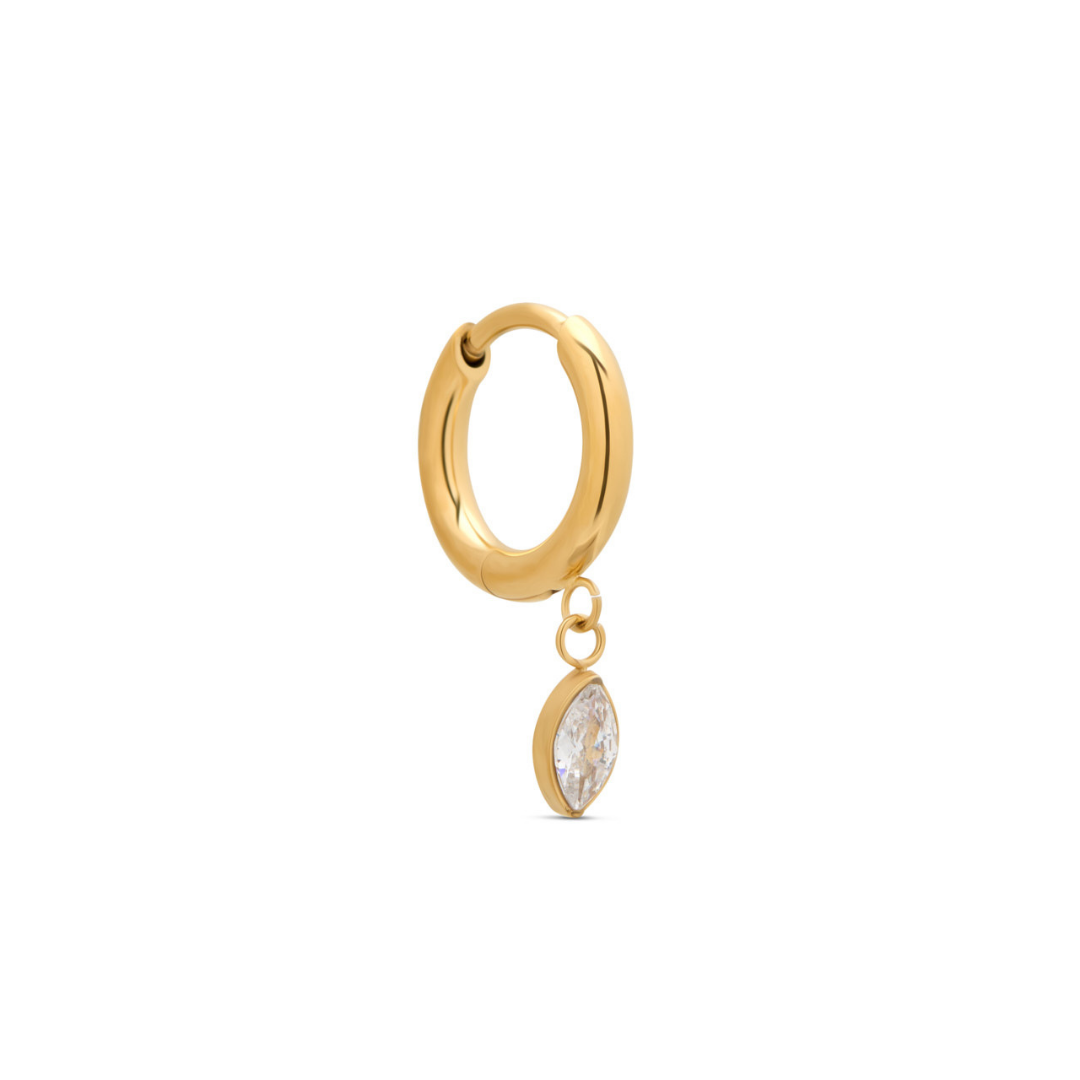 18k V-Gold Ear Clicker w Marquise Dangle