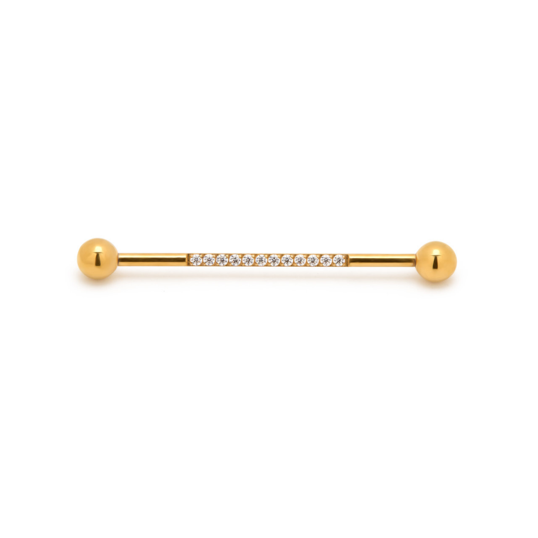 18k V-Gold Titanium Jewelled Internal Thread Straight Barbell