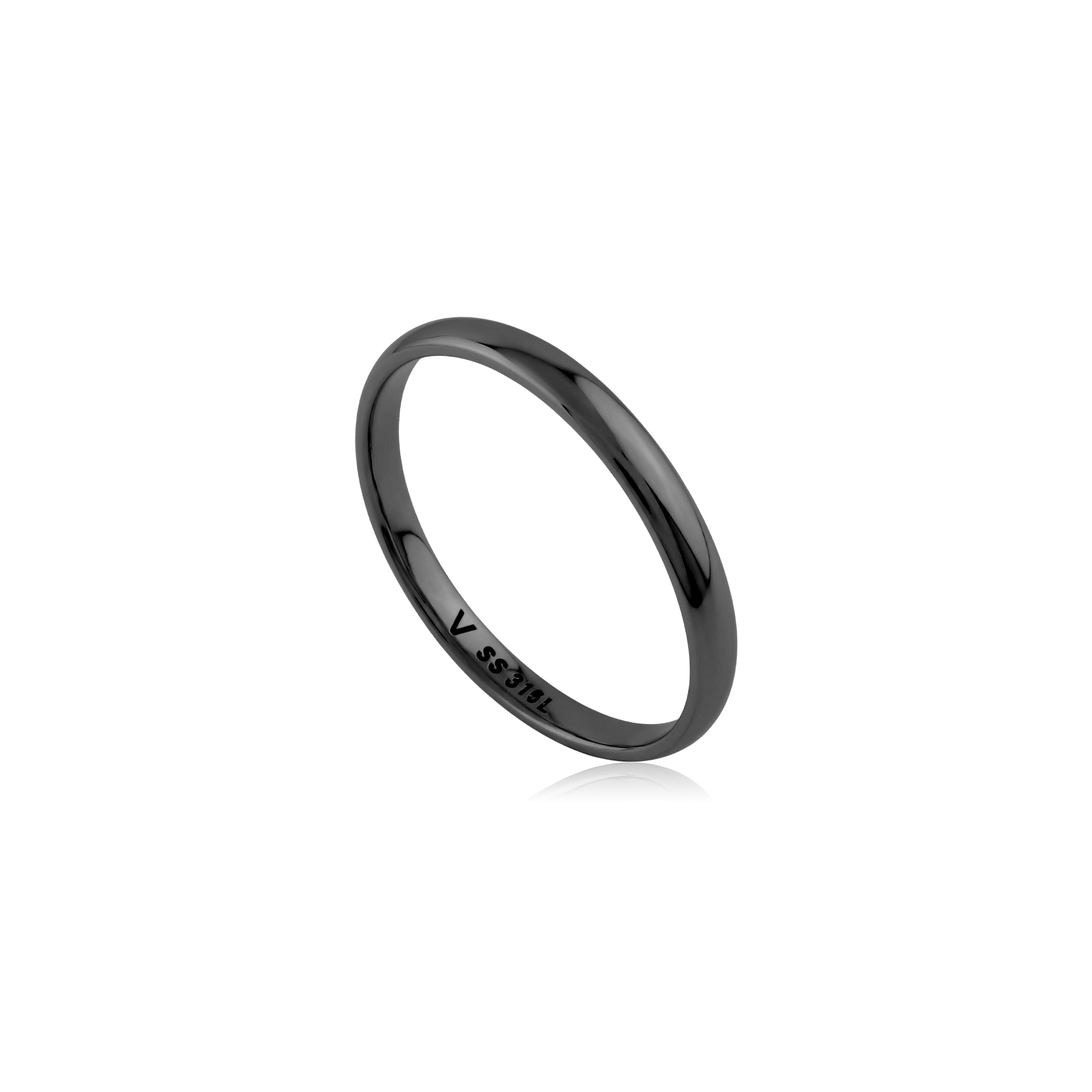 Black Steel Ring - Slim Band