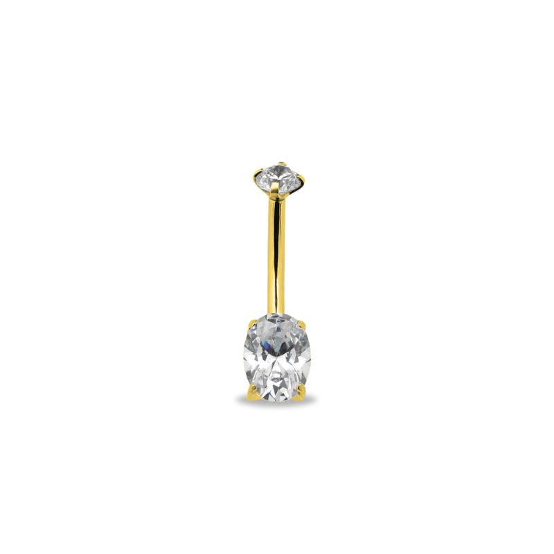 18kt V-Gold Oval Navel Bar
