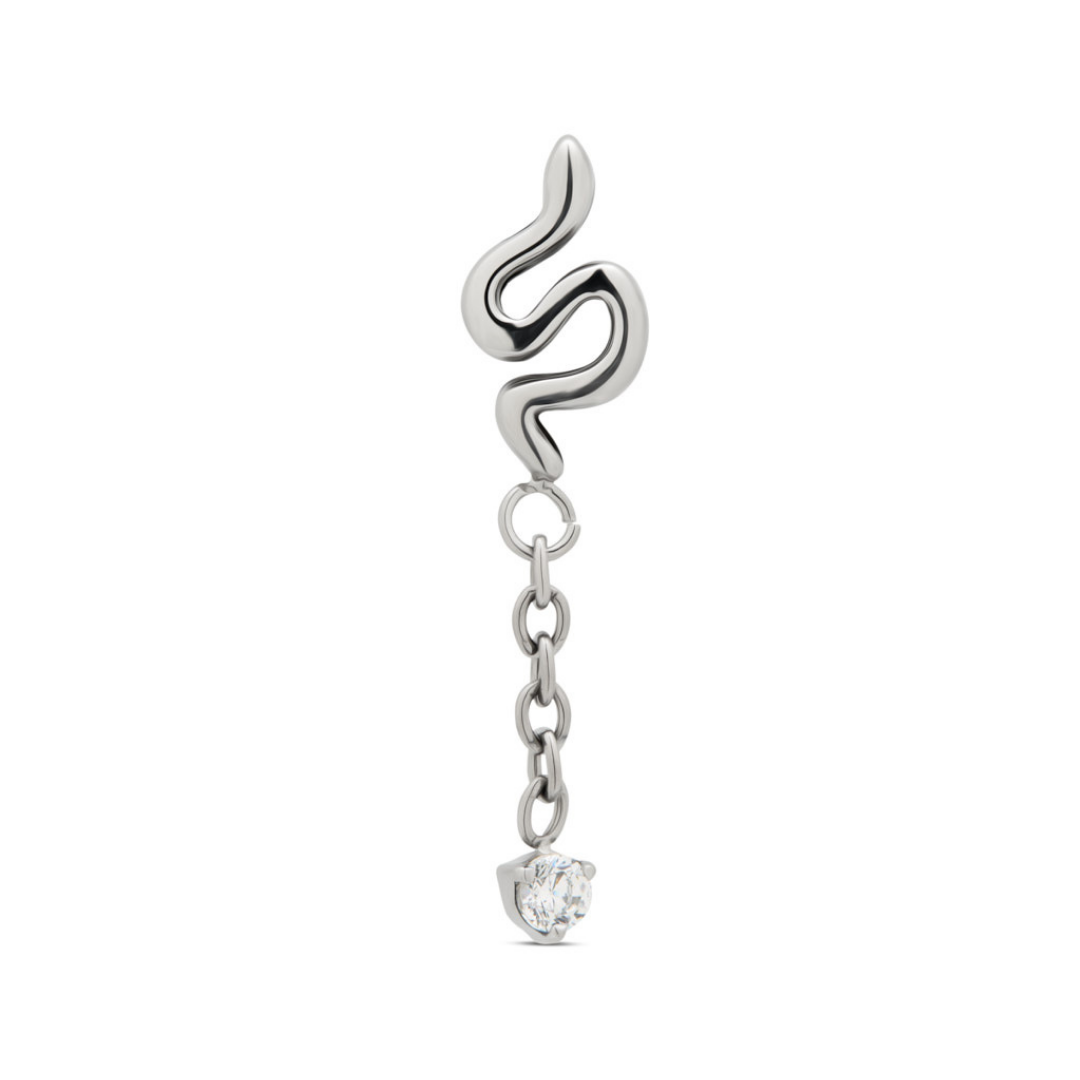 Smooth Snake with chain Dangle stone Flatback