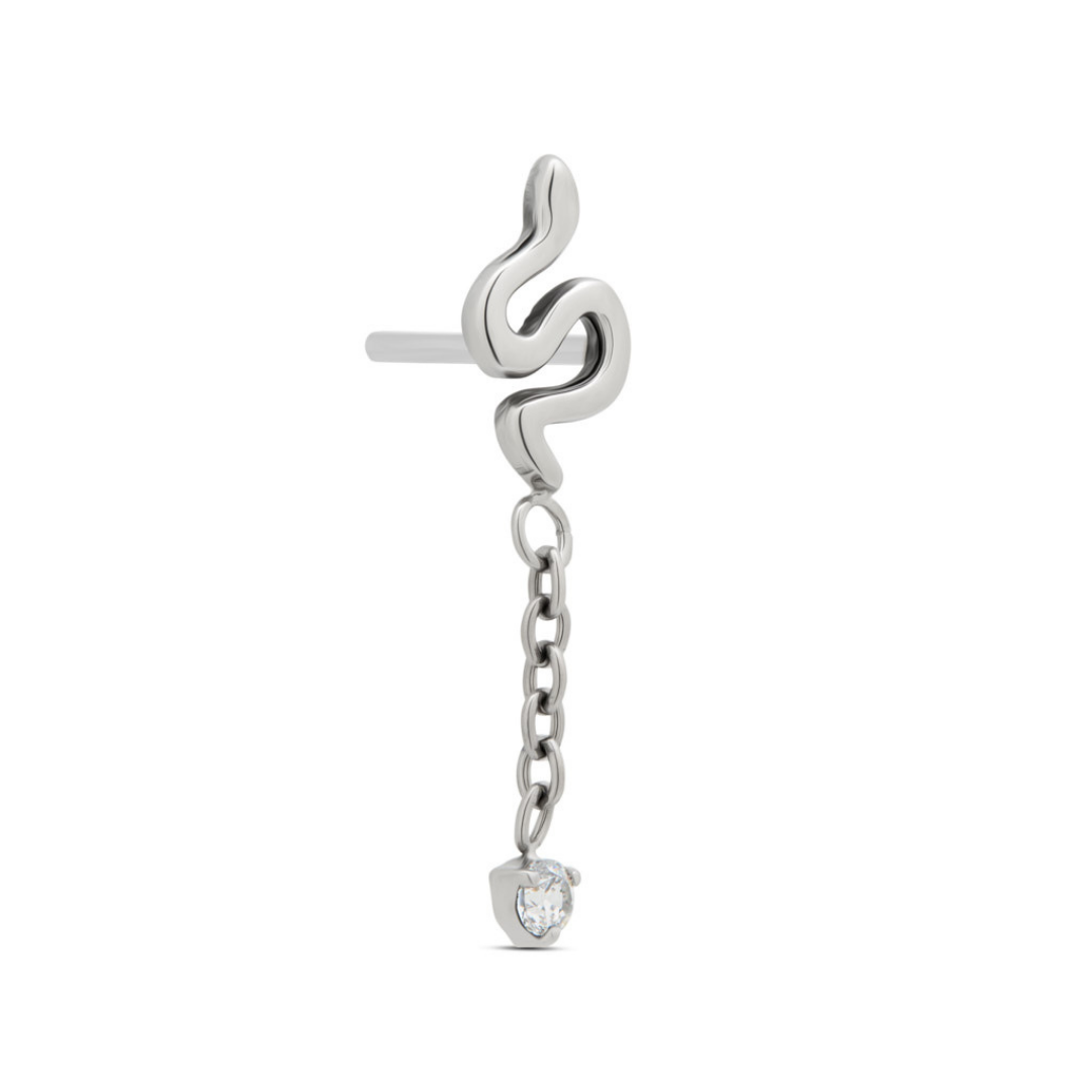 Smooth Snake with chain Dangle stone Flatback