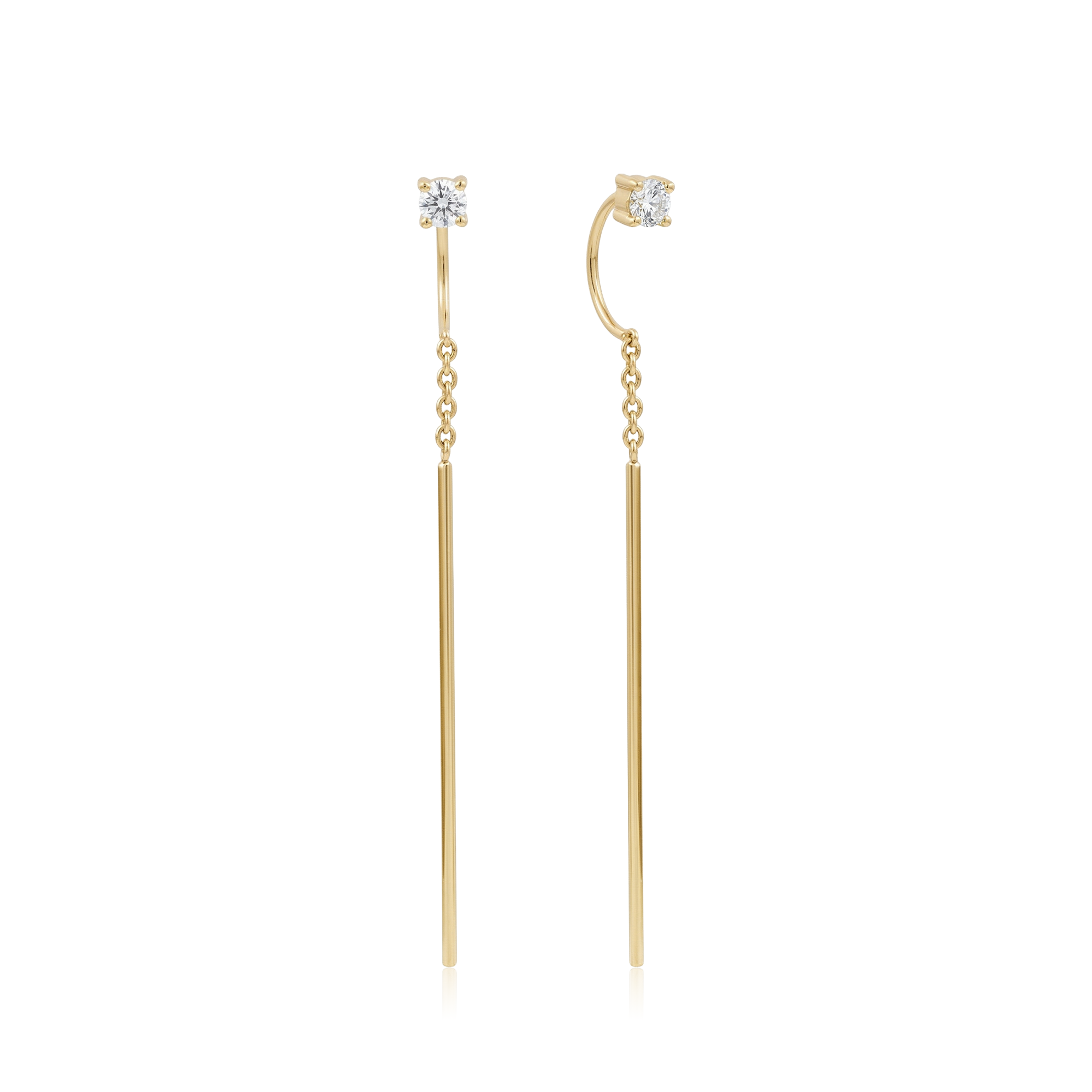 18k V-Gold Round Thread Earrings - Pair