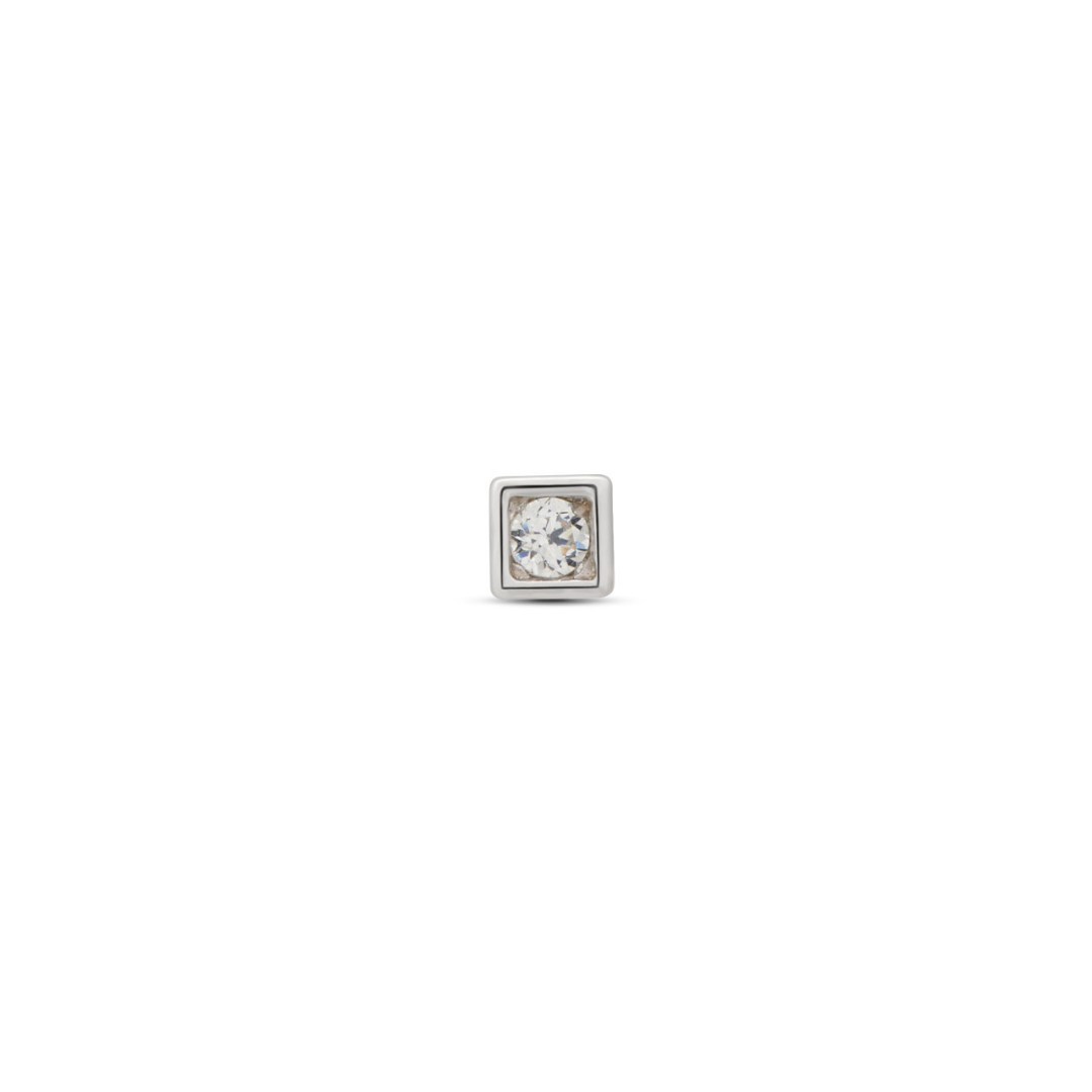 14kt White Gold Flatback - Bezel Square
