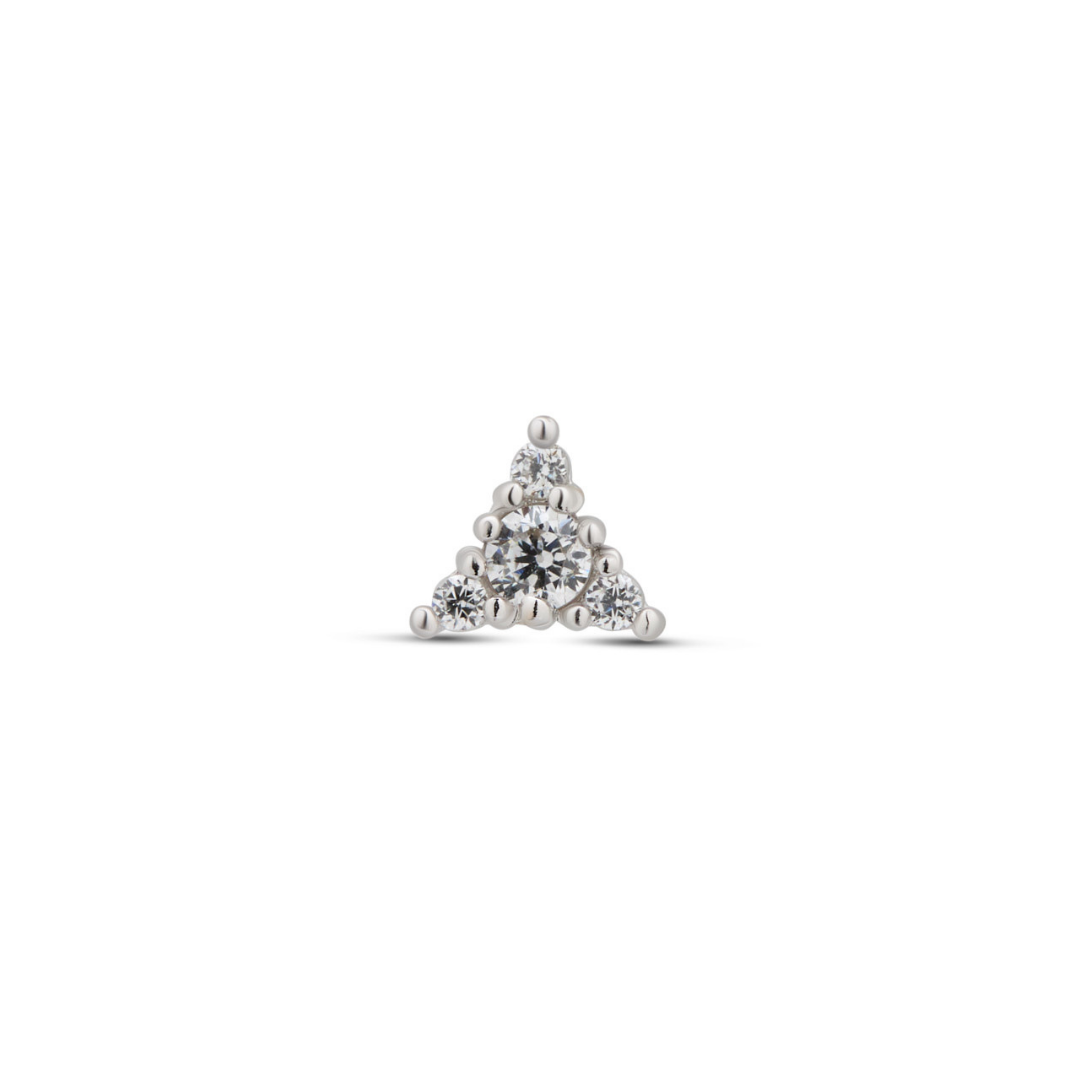 14kt White Gold Flatback - Jewelled Triangle