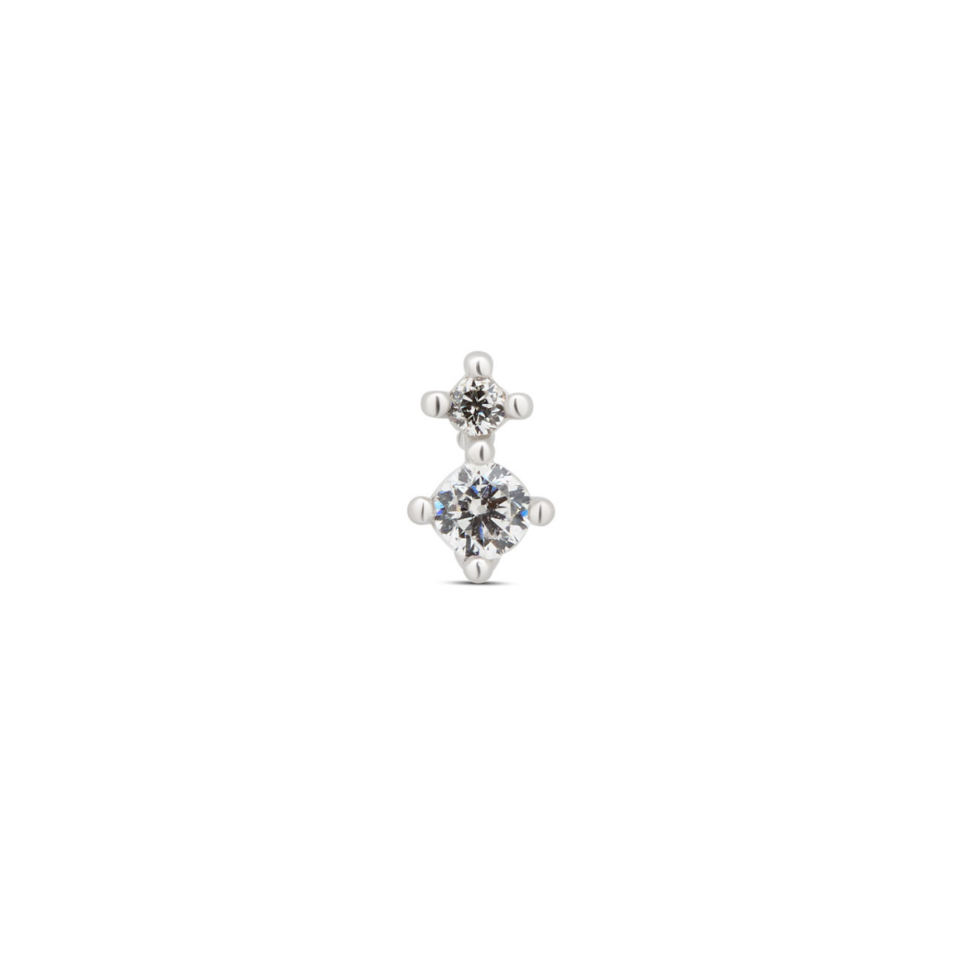 14kt White Gold Flatback - 2 Stone Prong Set Round 1mm - 2mm