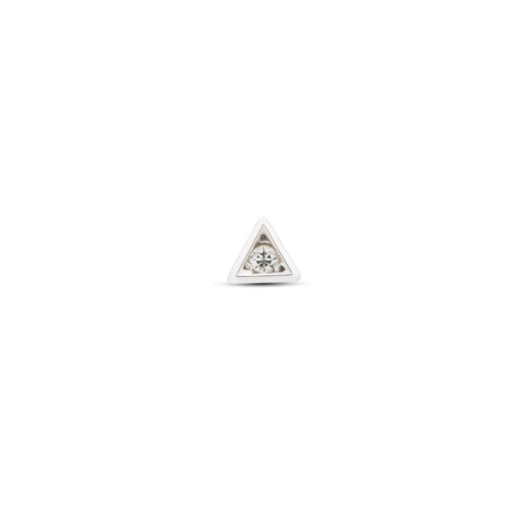14kt White Gold Threadless Flatback - Bezel Triangle