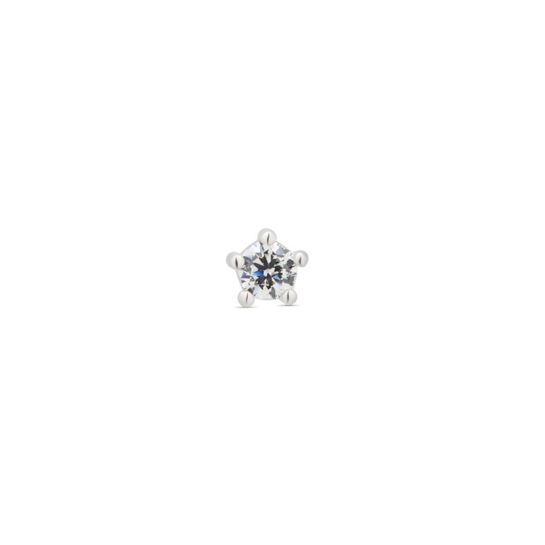 14kt White Gold Flatback - Round with 5 bead