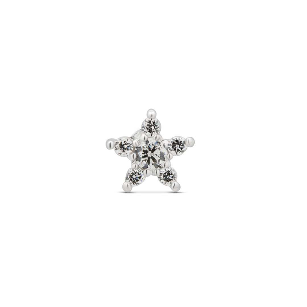14kt White Gold Flatback - Jewelled Star