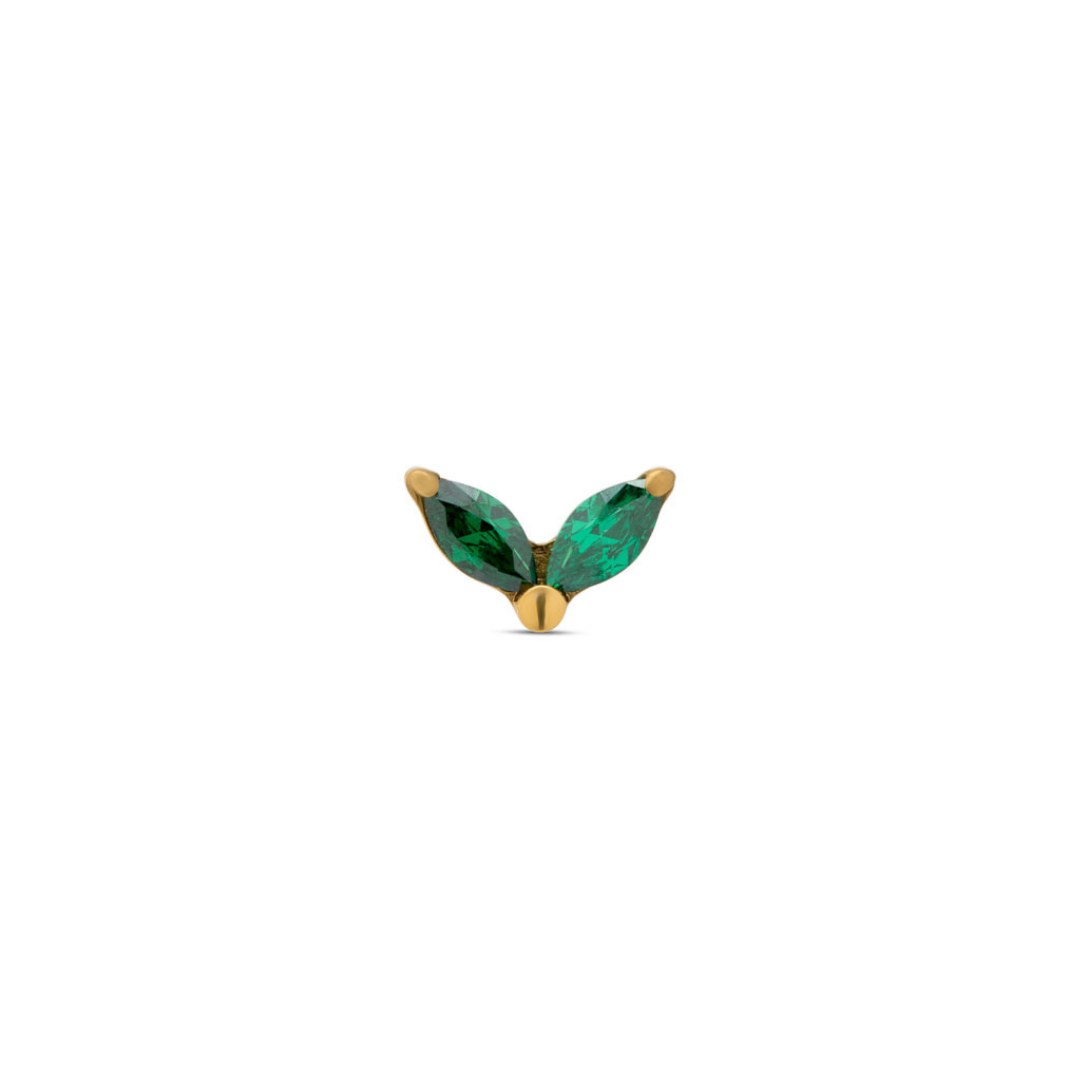 18k V-Gold Dual Marquise in Emerald Flatback