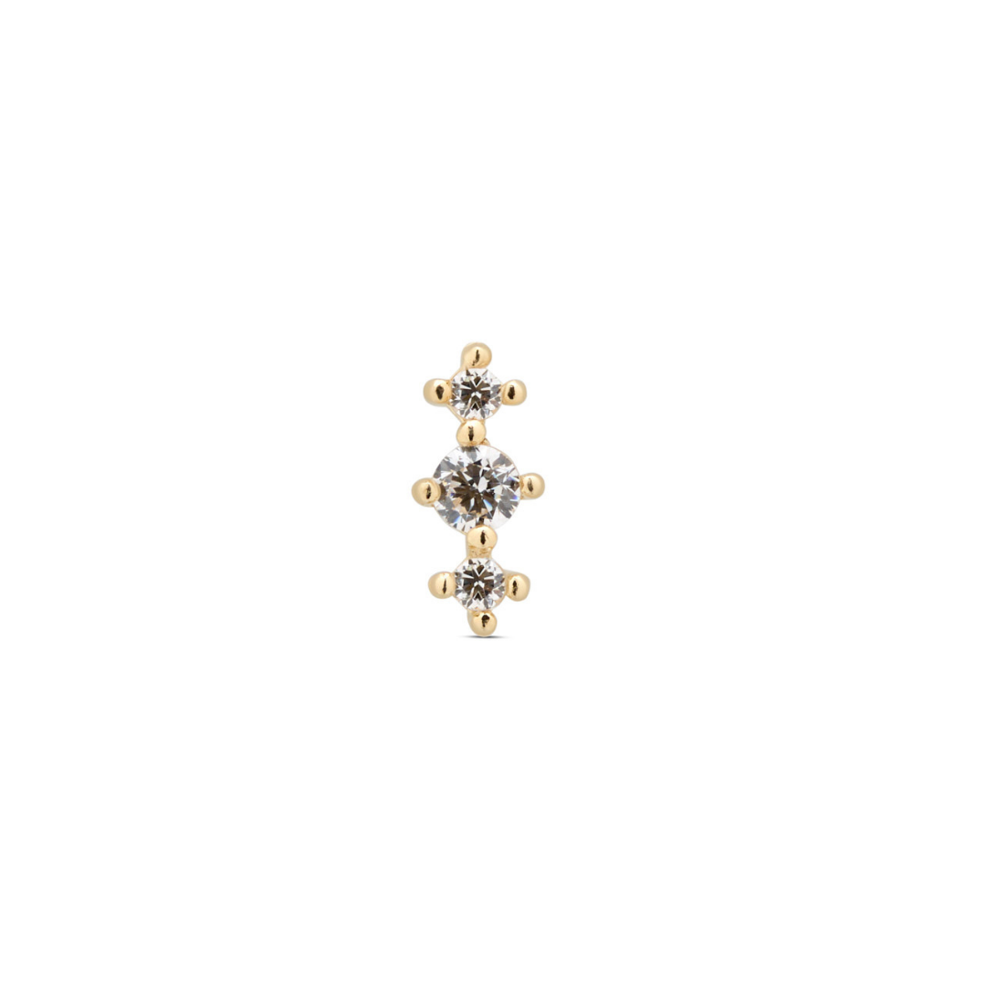 14kt Gold Flatback - 3 Stone Prong Set Round 1mm - 2mm