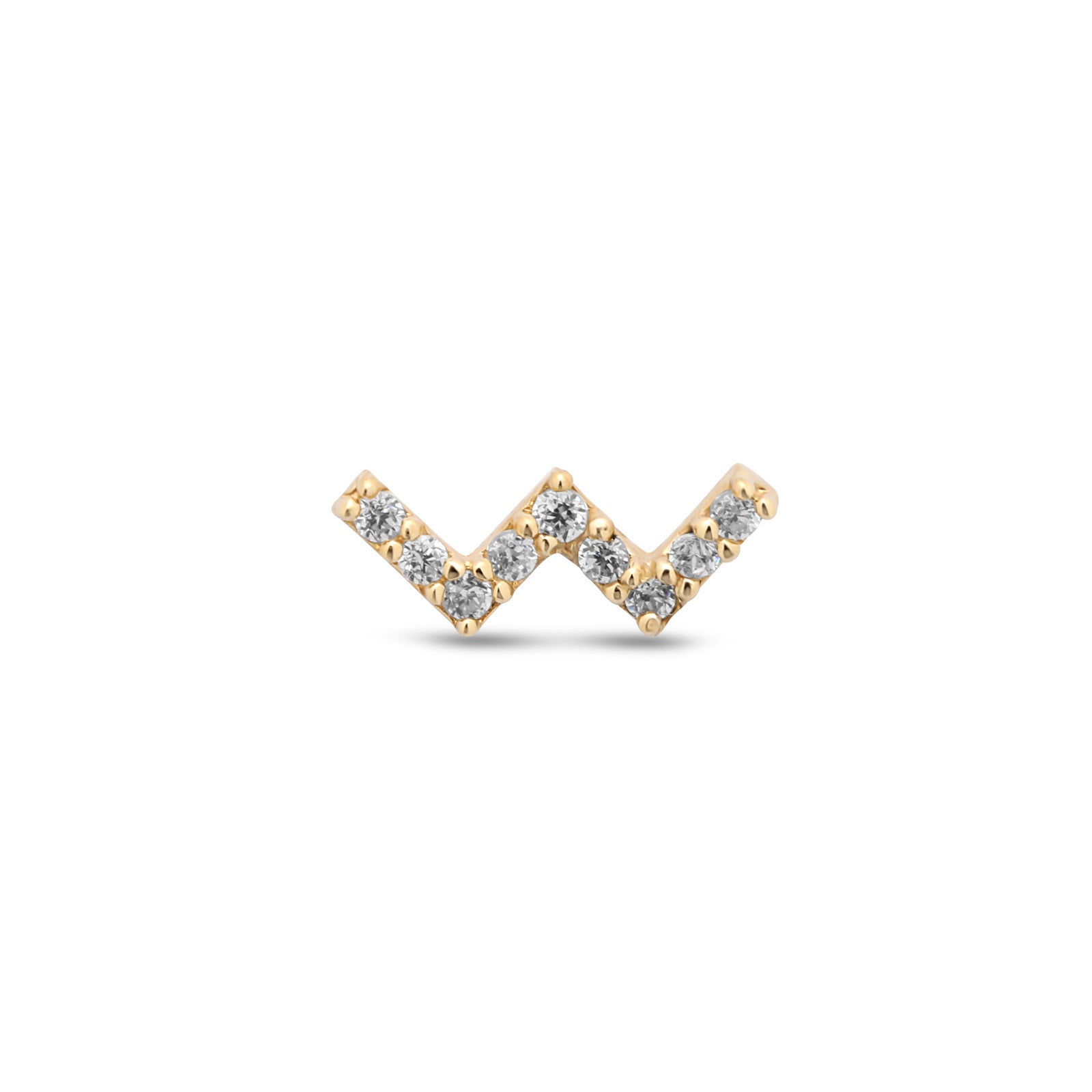14kt Gold Flatback - Jewelled Zig Zag