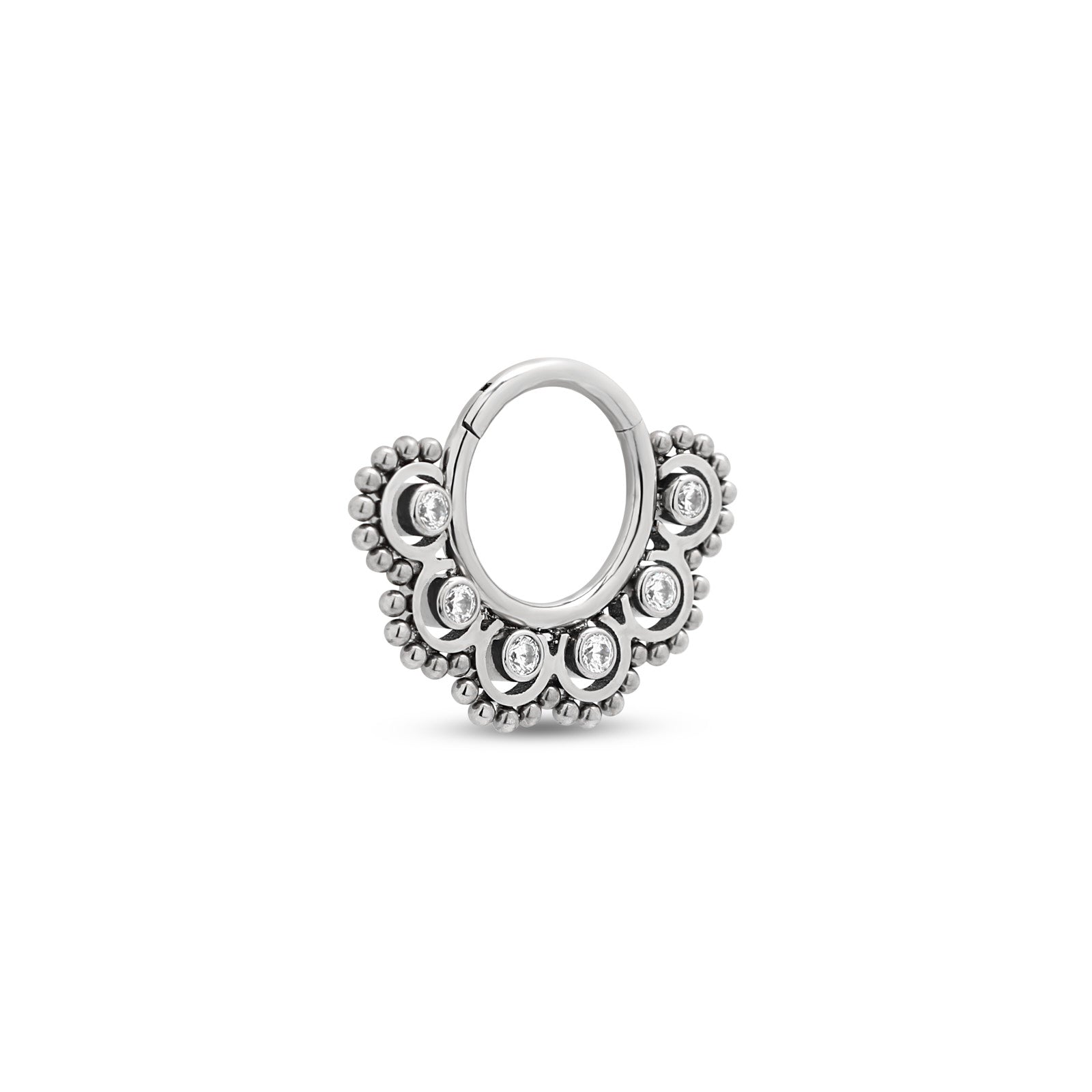 Cluster Jewel Beaded Outlay Hinged Ring