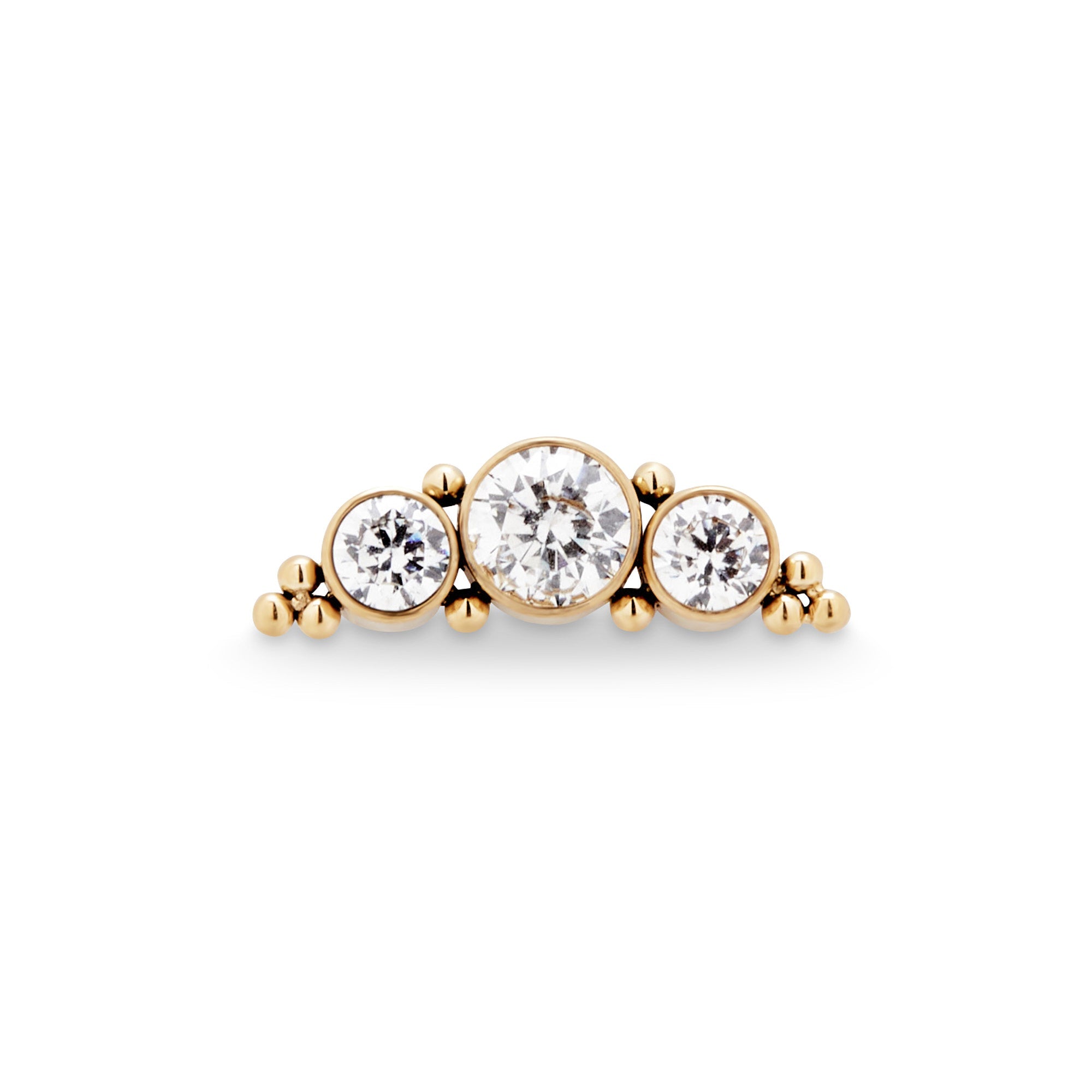 18k V-Gold Long 3 Jewel Flatback