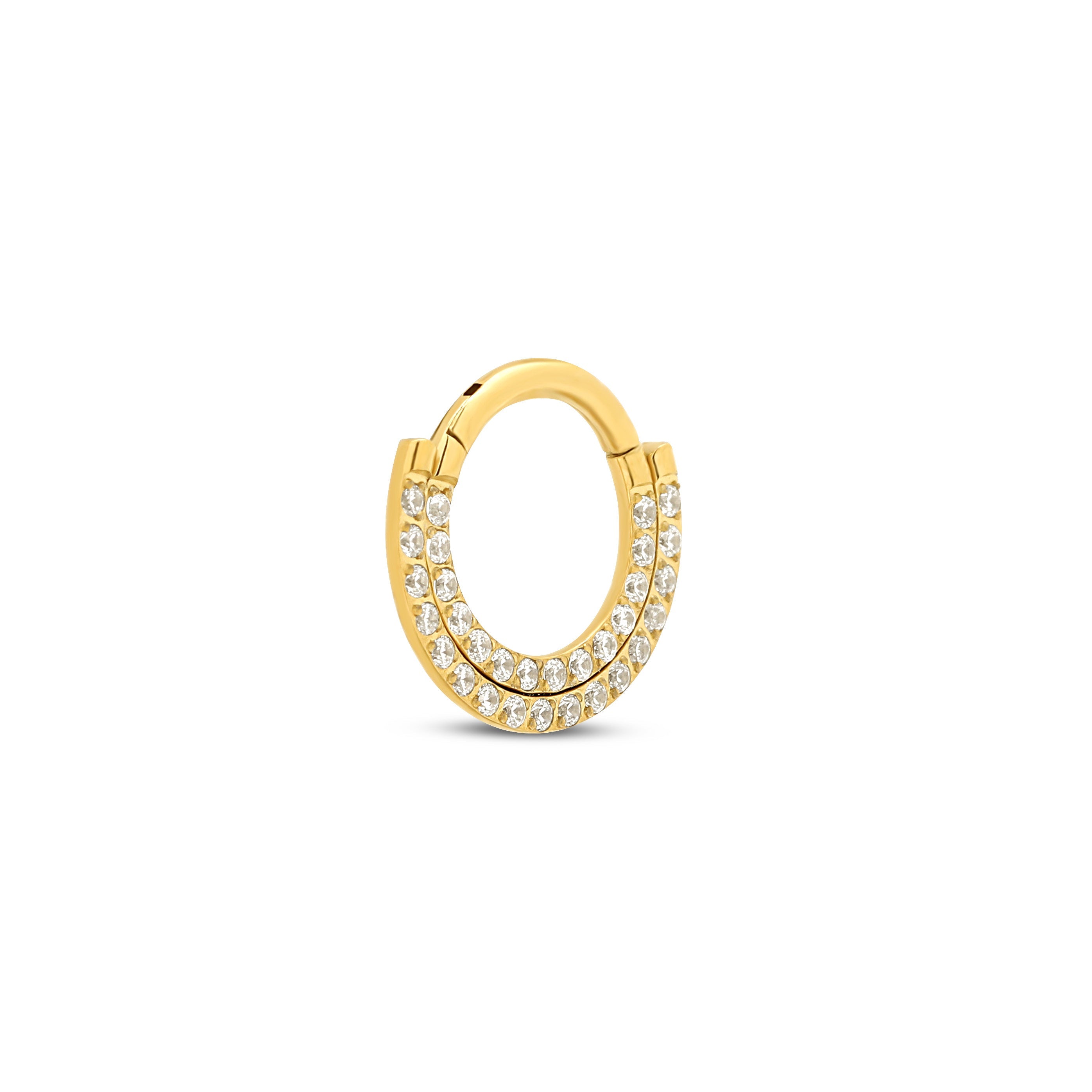 18k V-Gold Double Jewelled Paved Stack Hinged Ring
