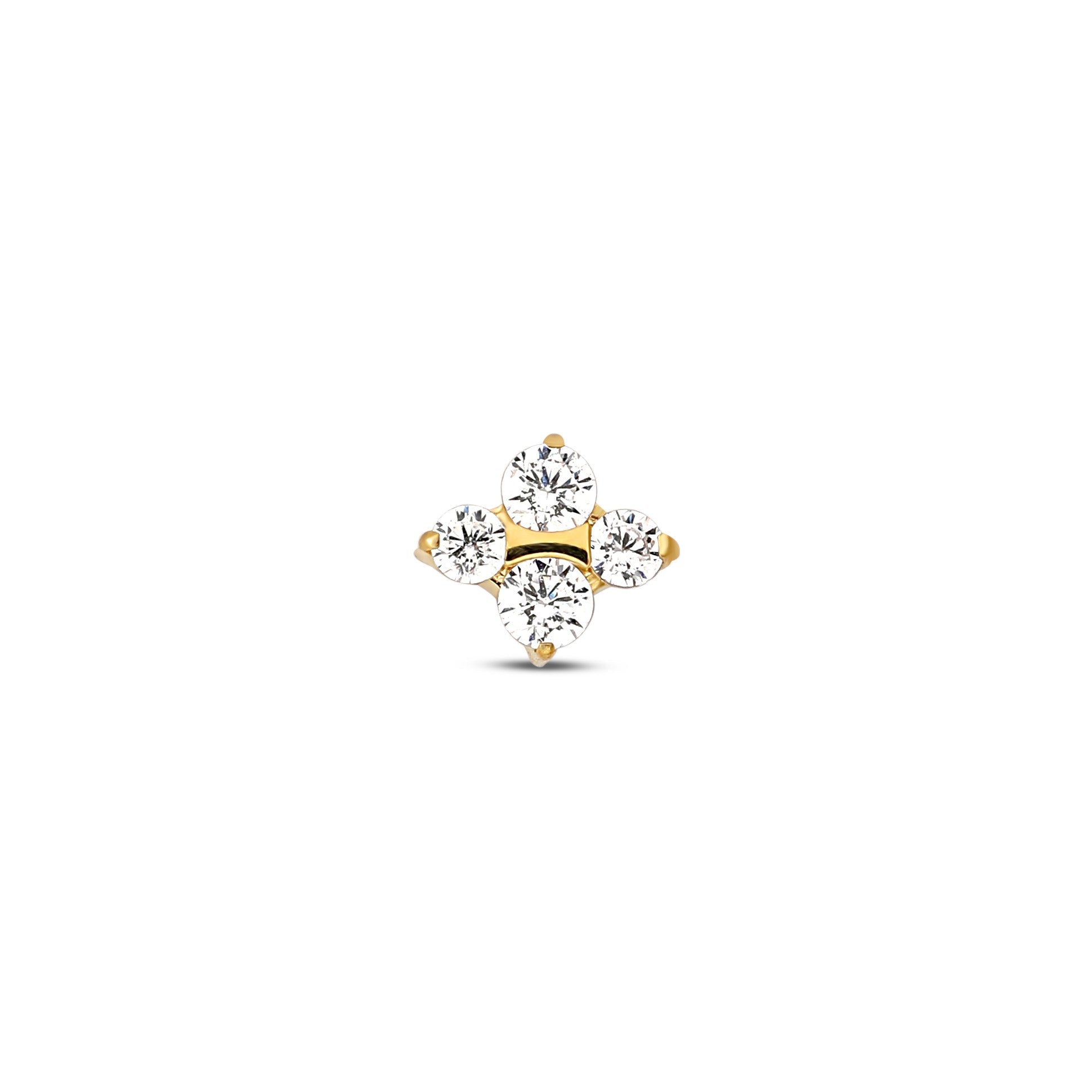 18k V-Gold Jewelled 4 Stones Flatback