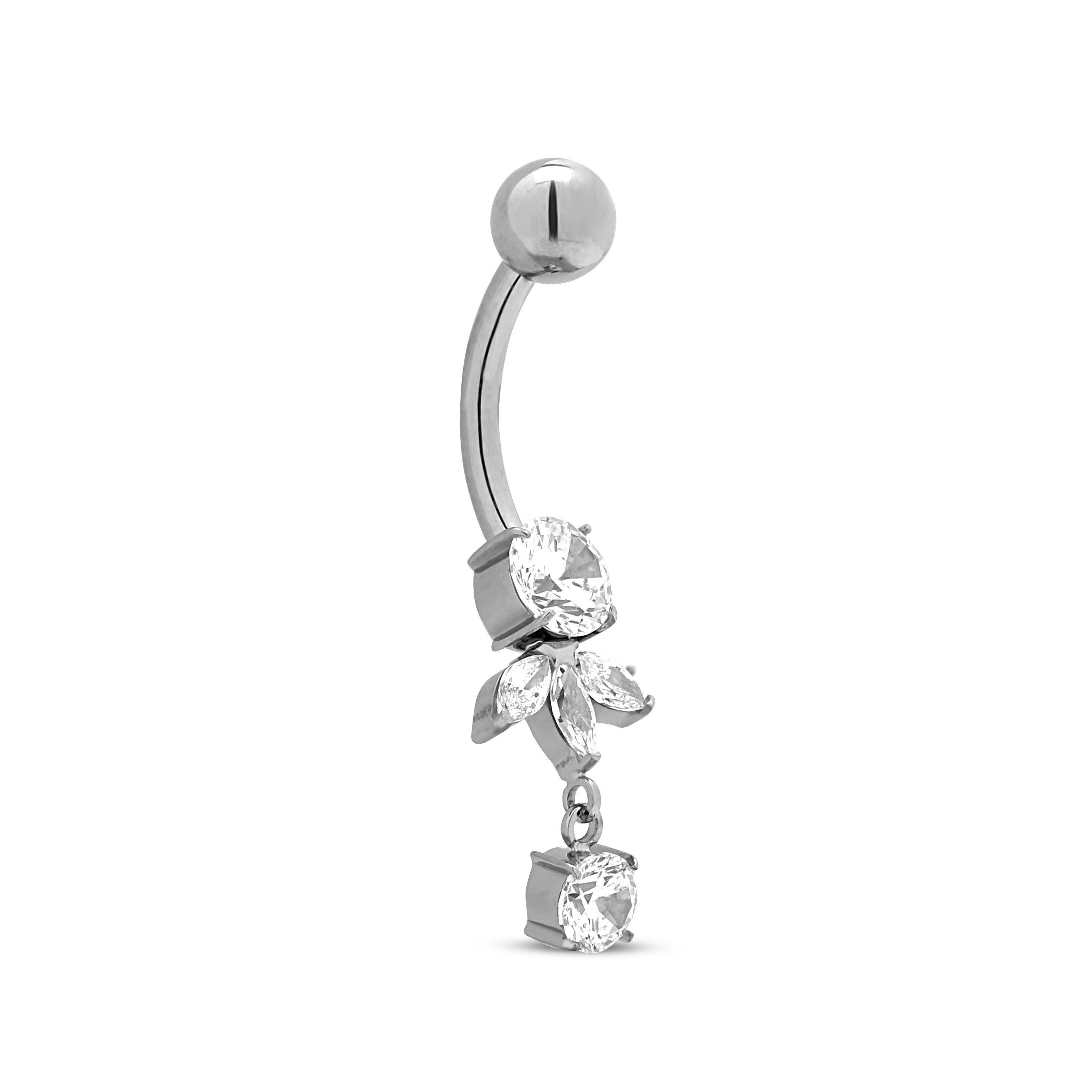 Titanium Marquise With Round Stone Navel Bar