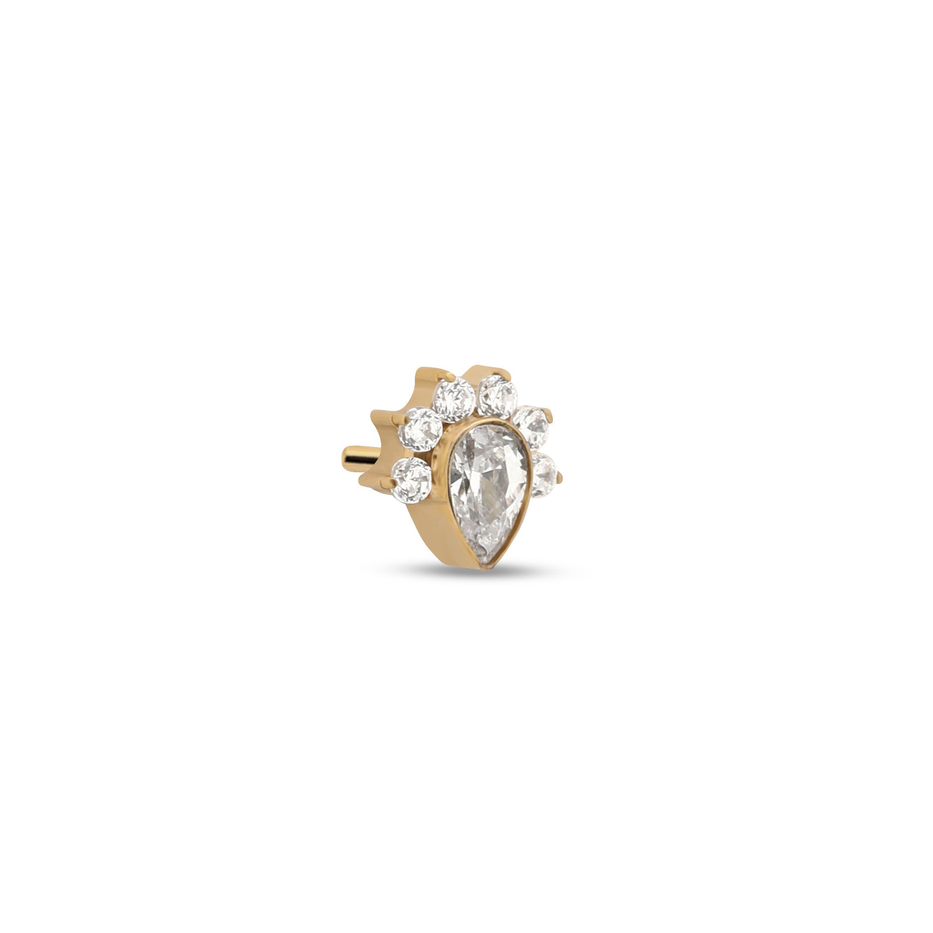 18k V-Gold Lara Crowned Tear Flatback