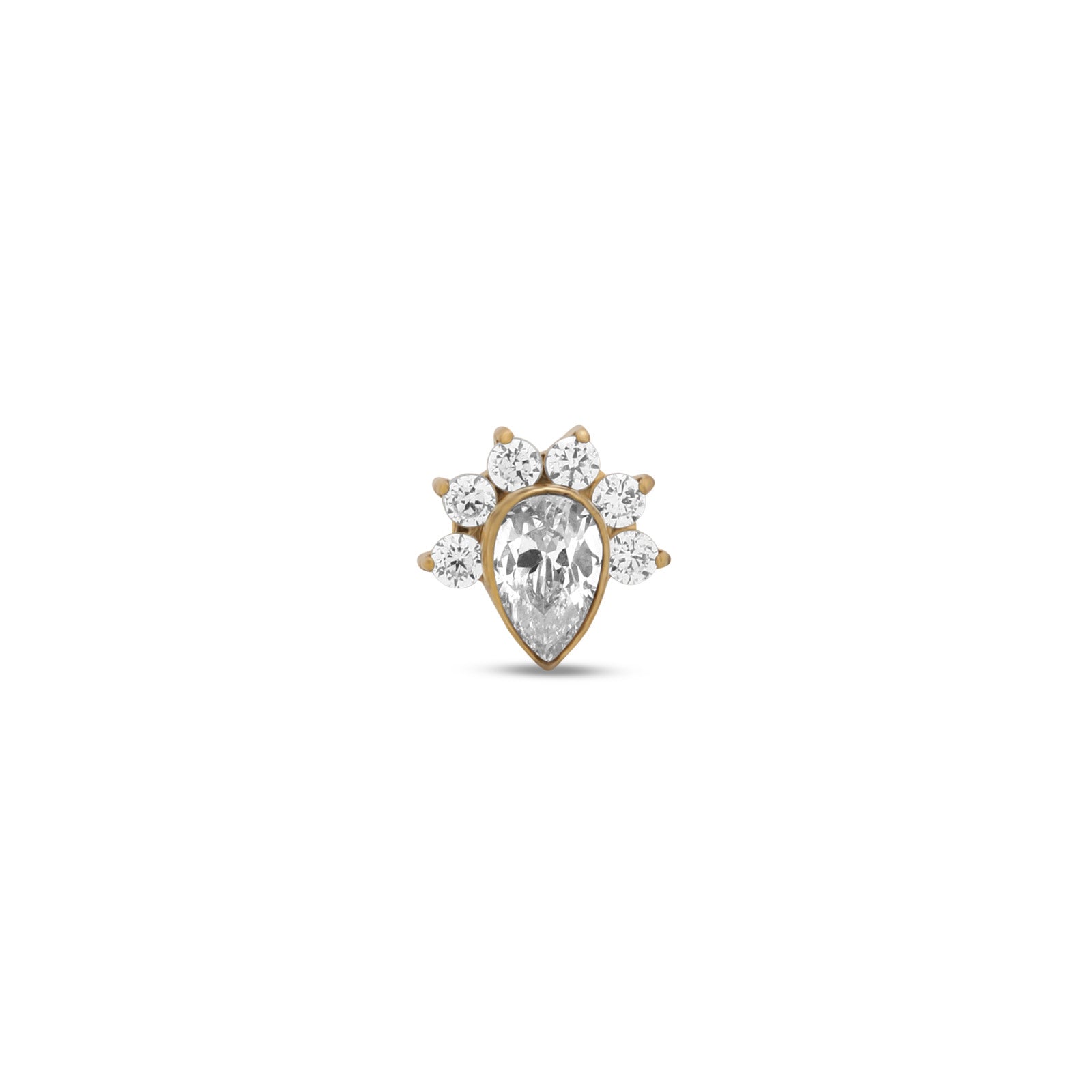 18k V-Gold Lara Crowned Tear Flatback