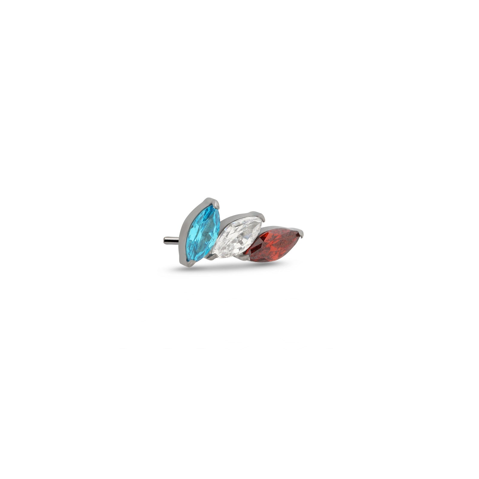 Trio Marquise - Aqua, Clear, Red Flatback