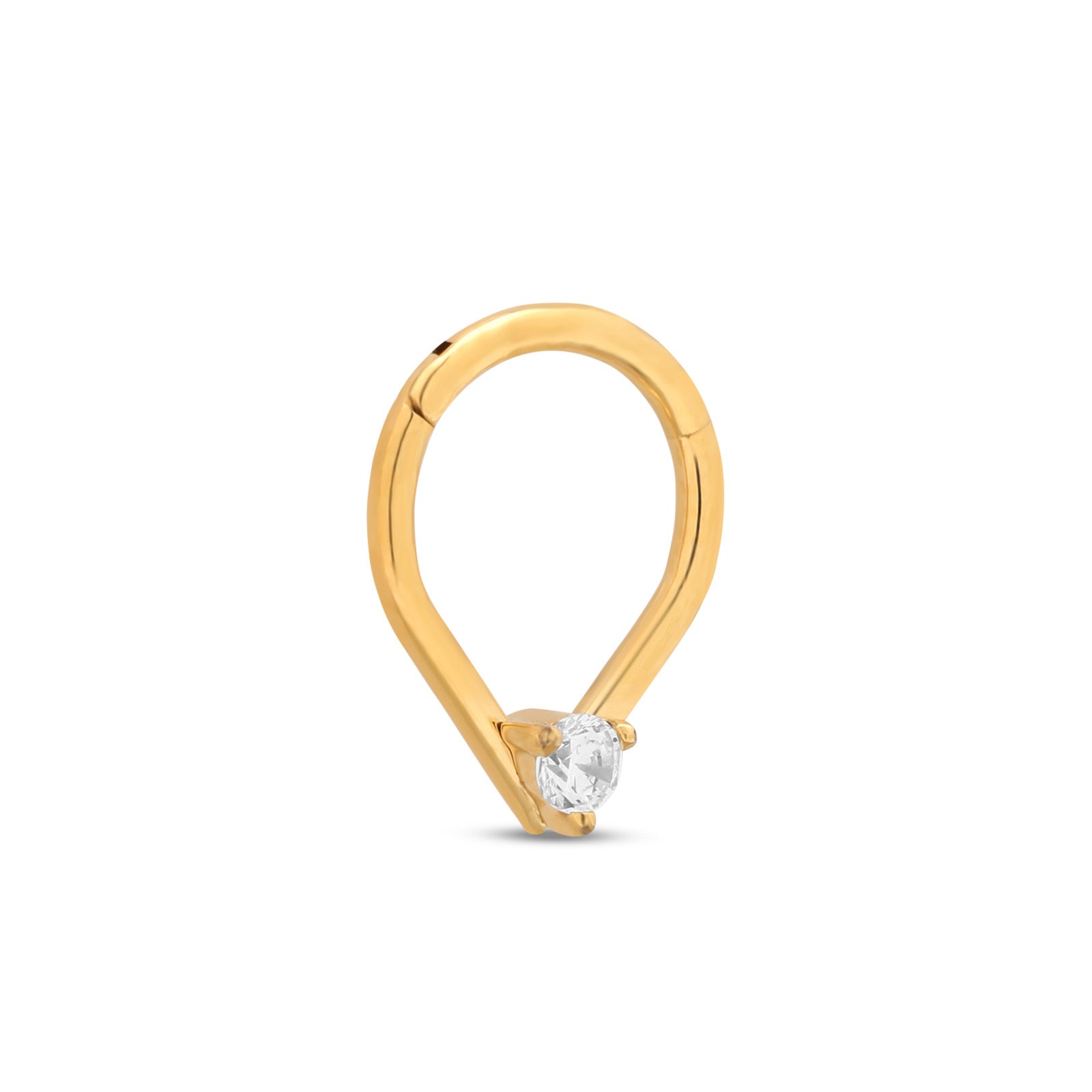 18k V-Gold Tear w 2.5mm Jewel Hinged Ring