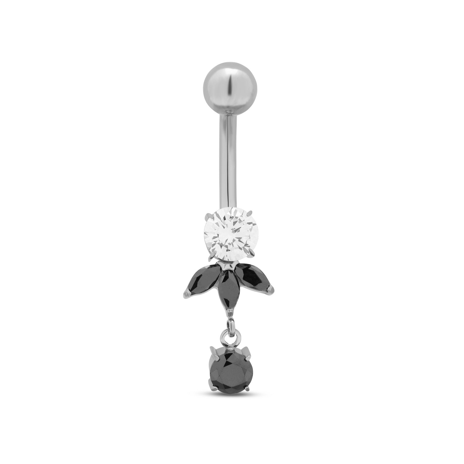 Titanium Marquise With Round Stone Navel Bar
