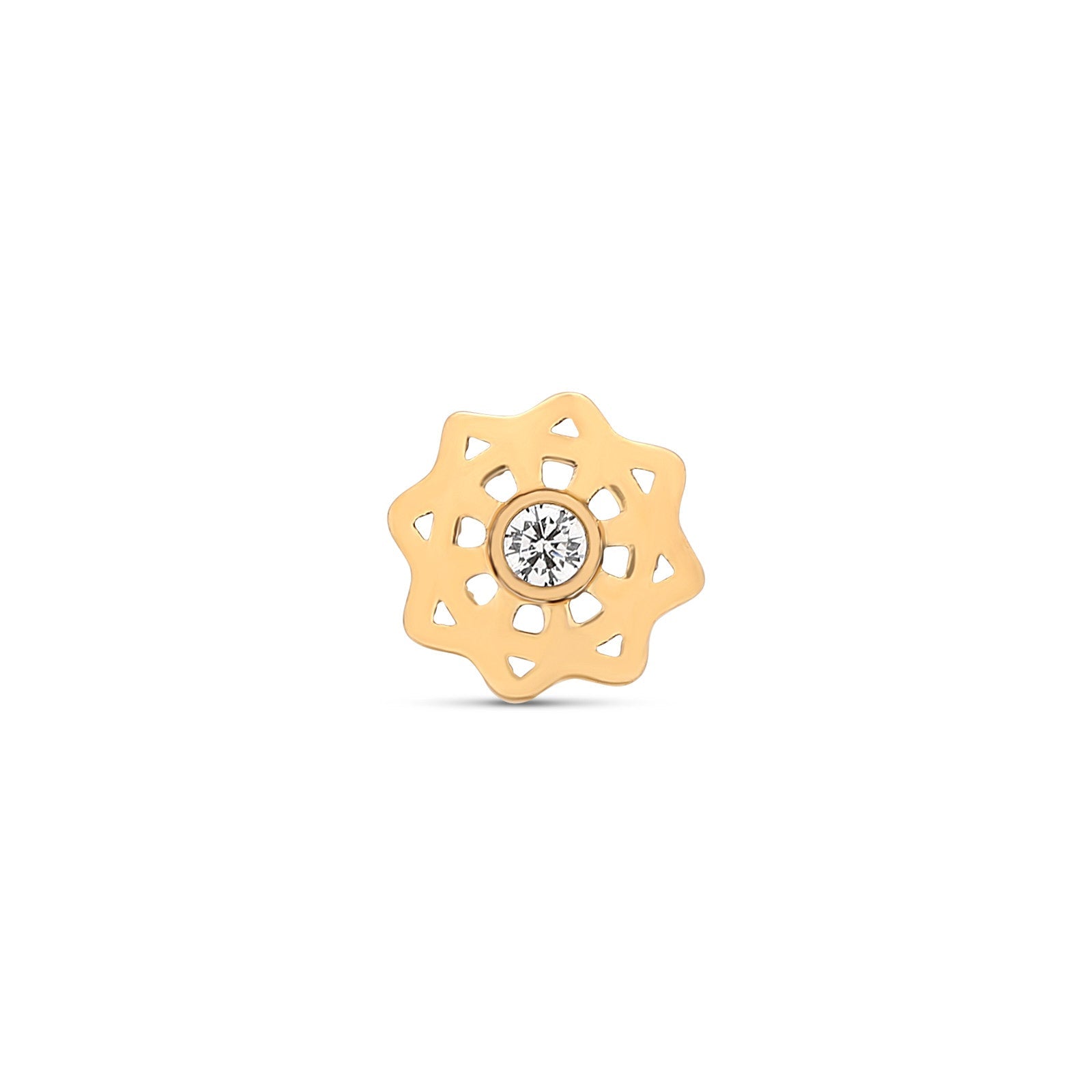 18k V-Gold Geometric Flower with Crystal Flatback