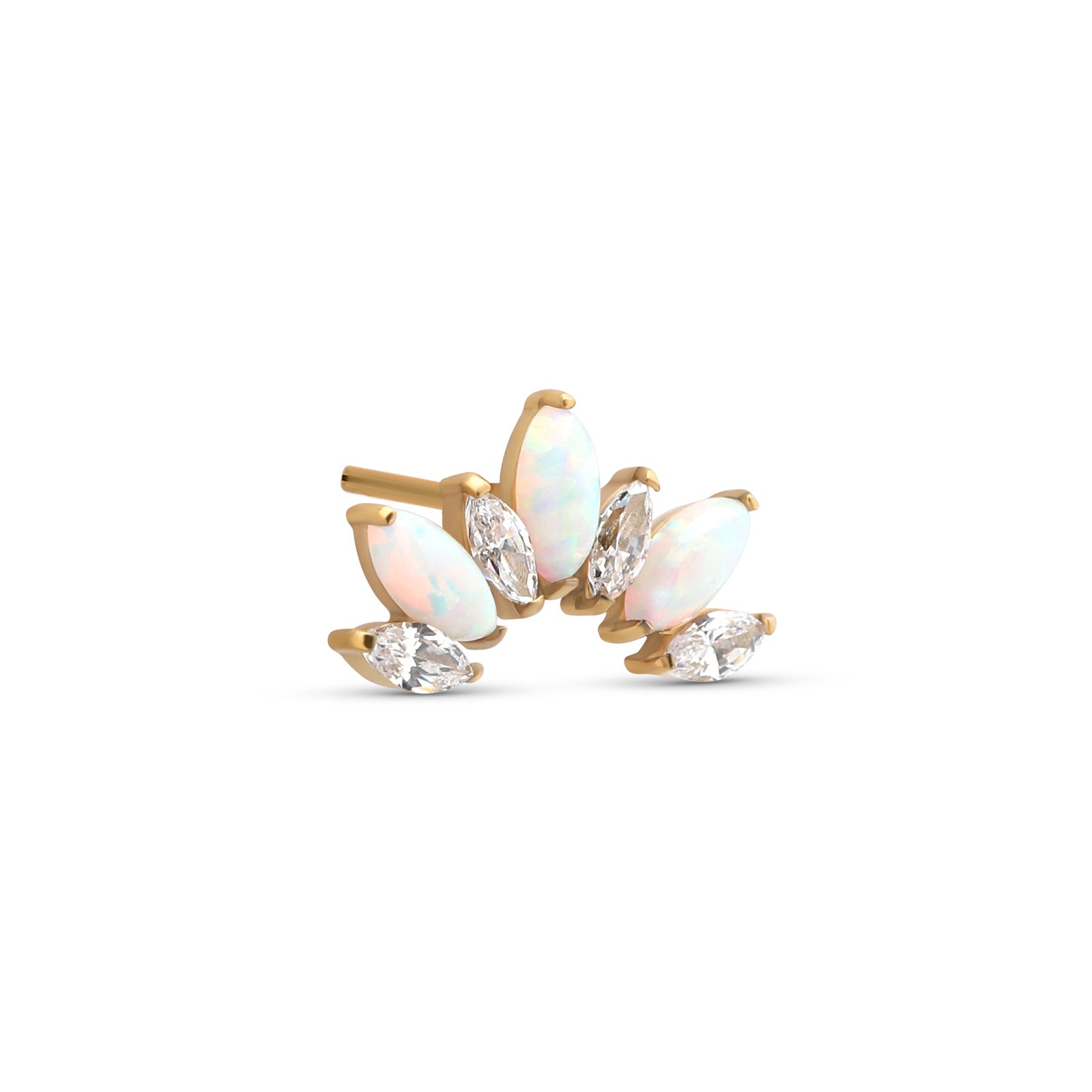 18k V-Gold Crystal and Opal Jewelled Crown Flatback