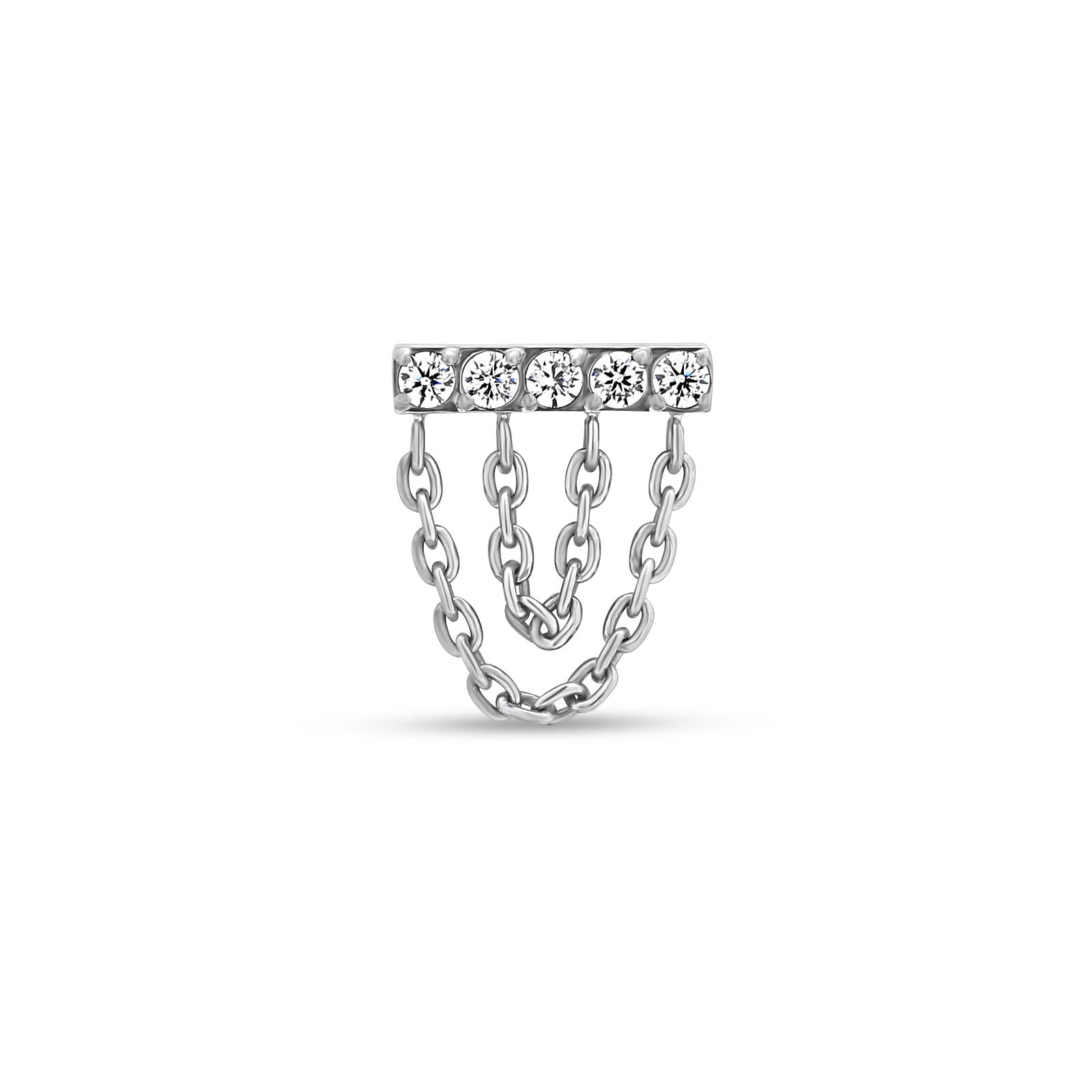 Jewelled Bar With Double Chain Flatback