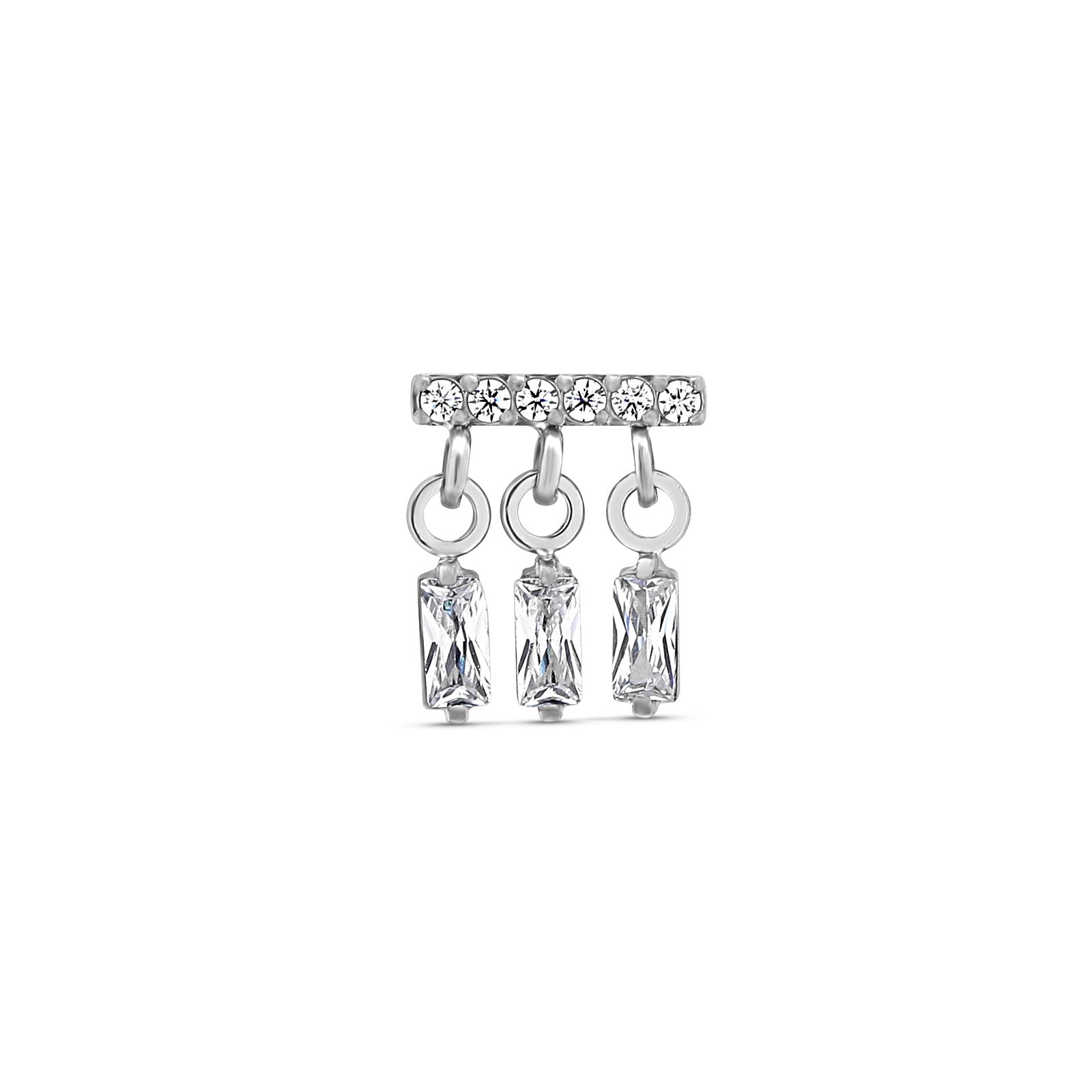 3 Dangle Baguette's With Jewelled Bar Flatback