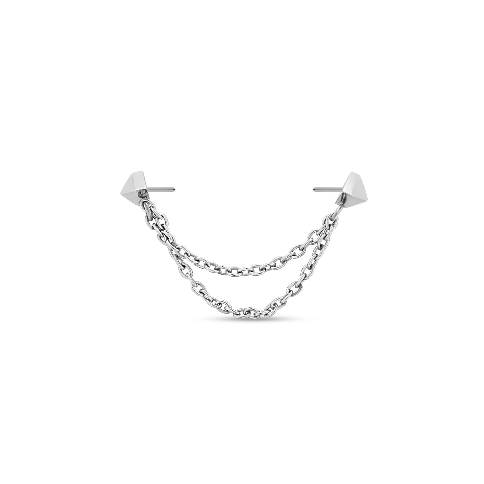 Spikes with dual hanging chains nipple bar