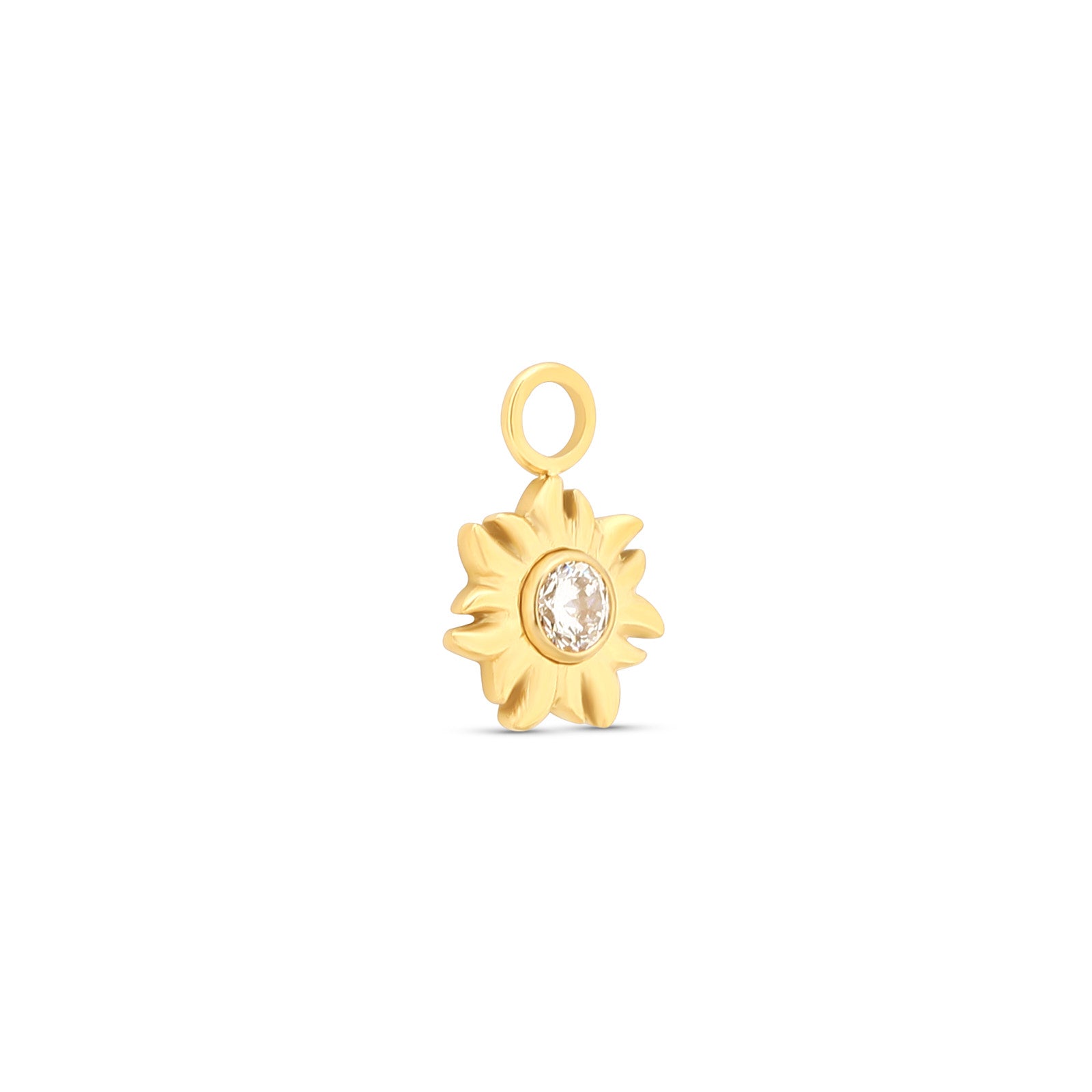 18k V-Gold Crystal Flower Charm