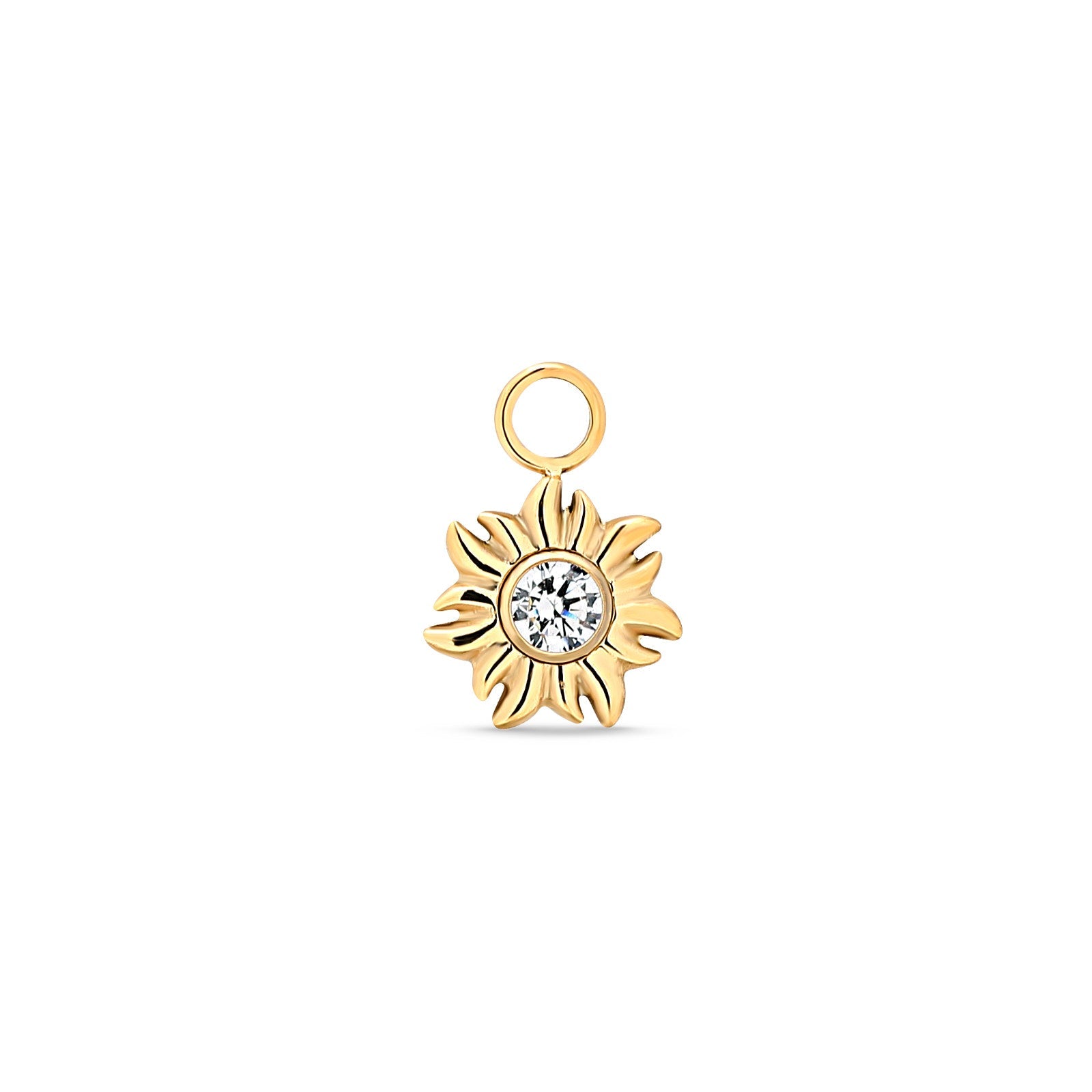 18k V-Gold Crystal Flower Charm