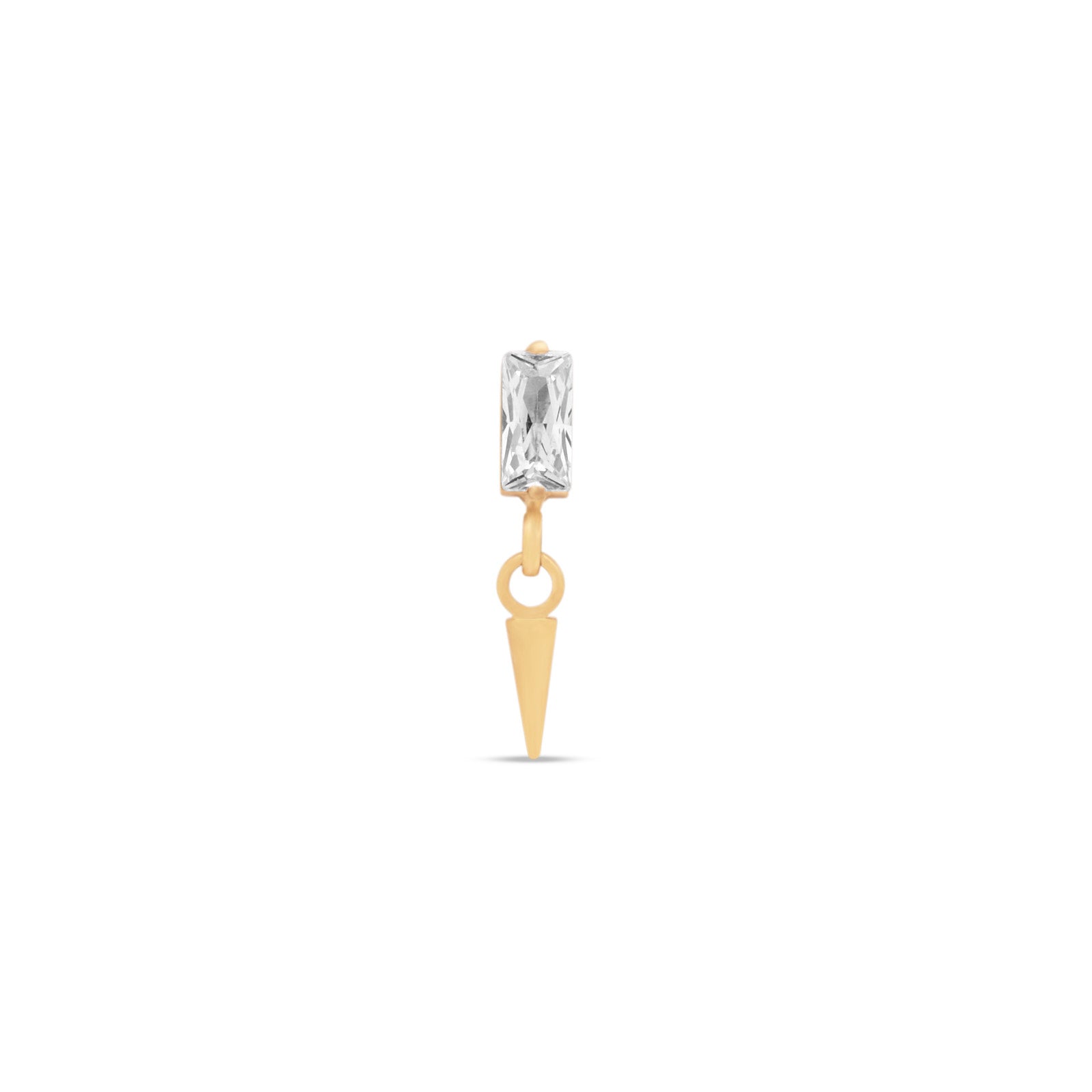 18k V-Gold Baguette With Dangle Spike Flatback