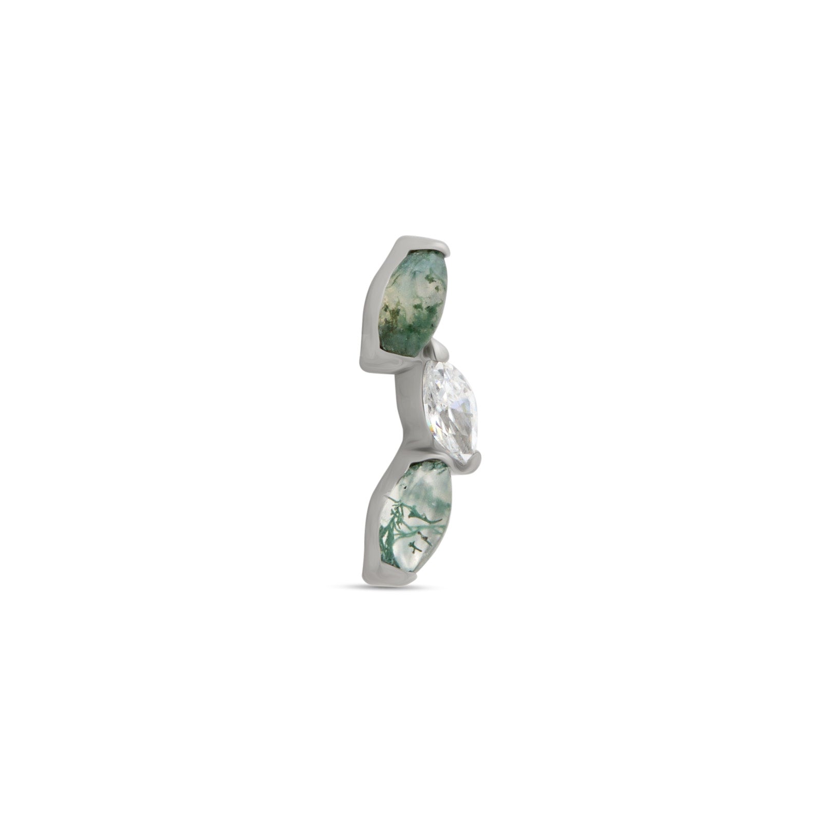 Tri Marquise Natural Gemstone Moss Agate Flatback