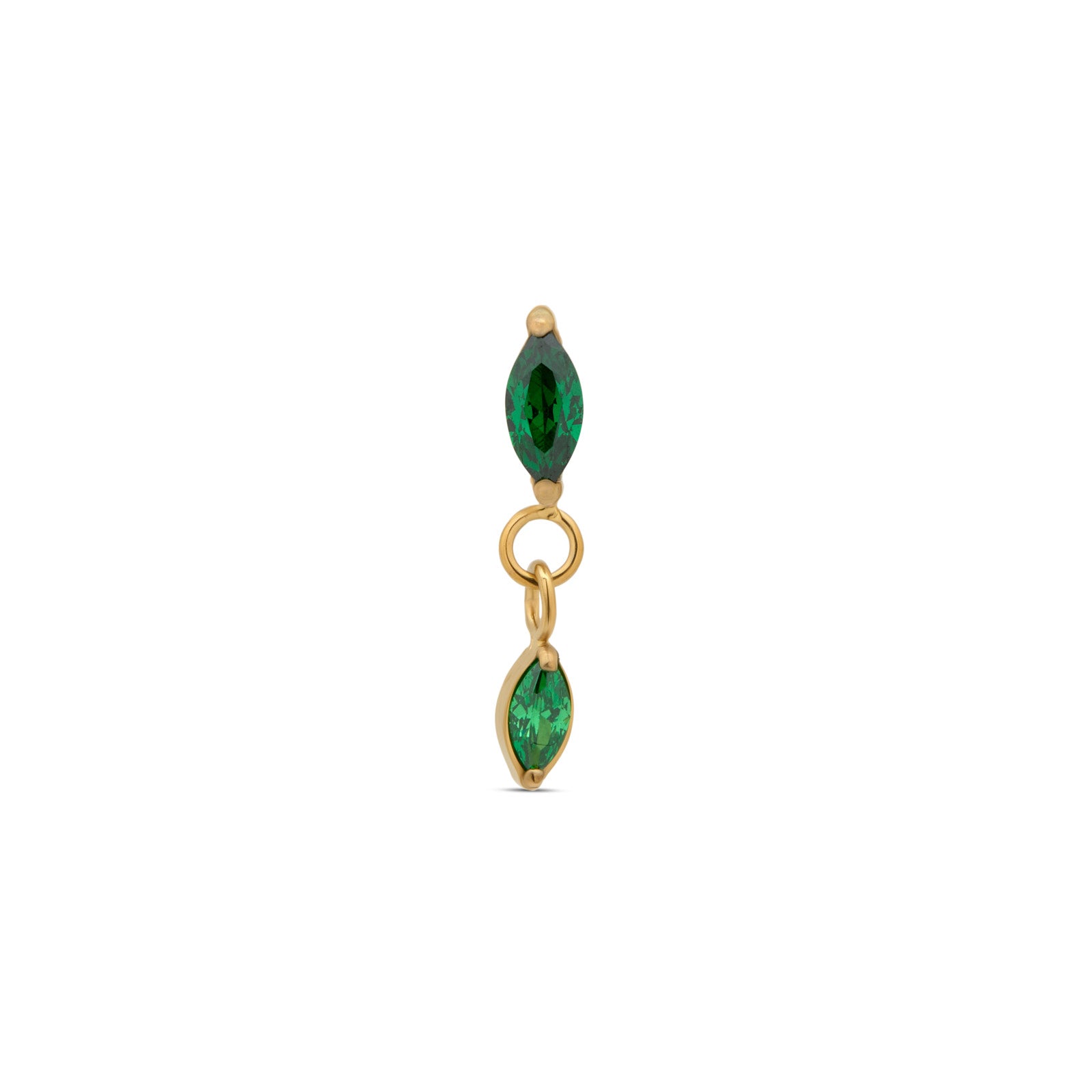 18k V-Gold Emerald Marquise with Dangle Flatback