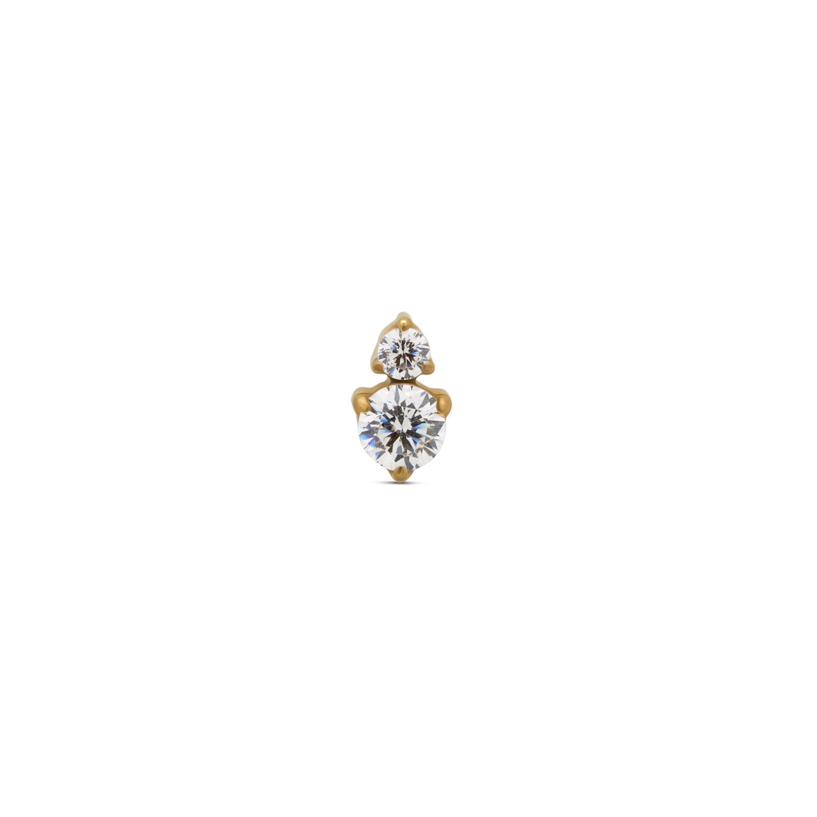 18k V-Gold Duo Round Stones Flatback