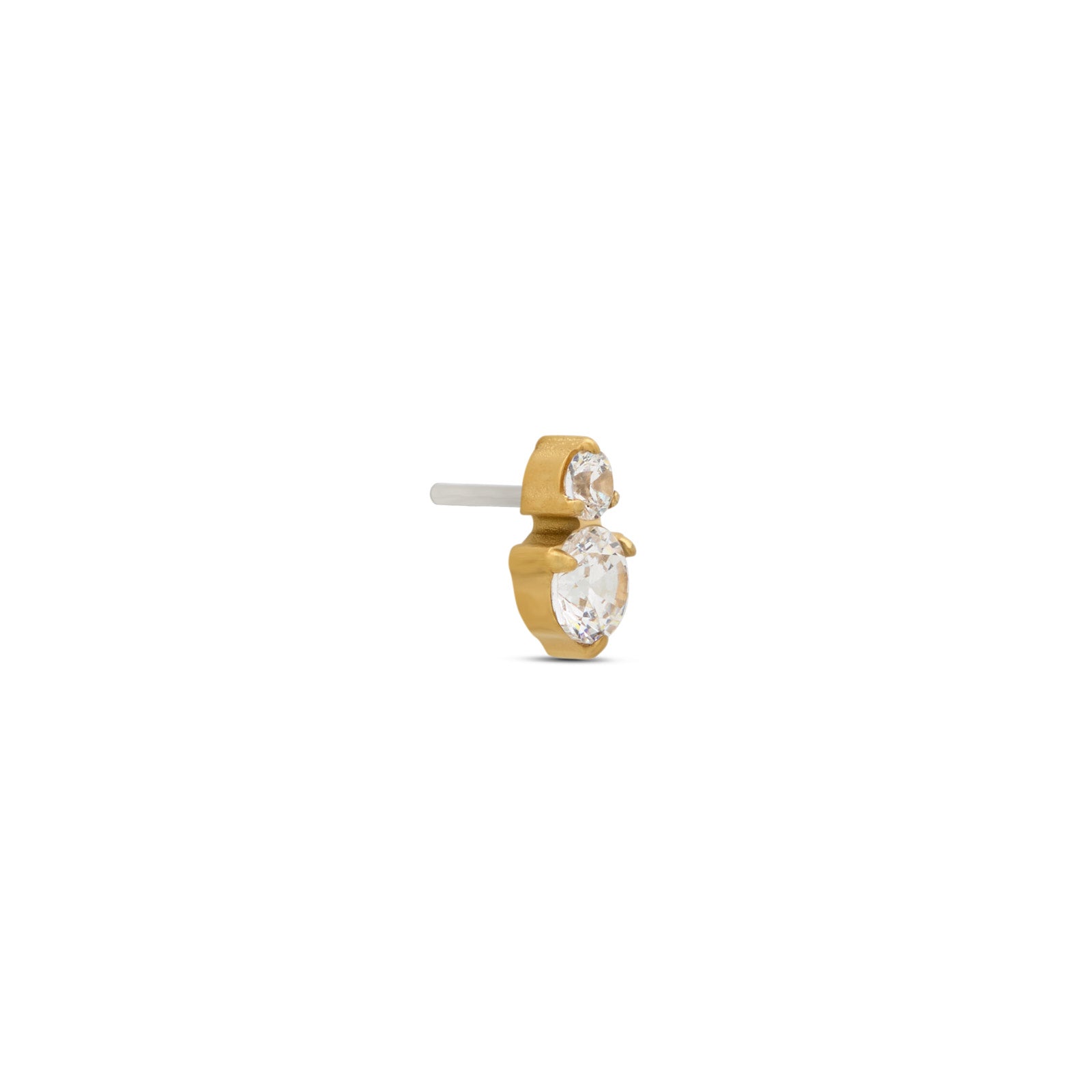 18k V-Gold Duo Round Stones Flatback