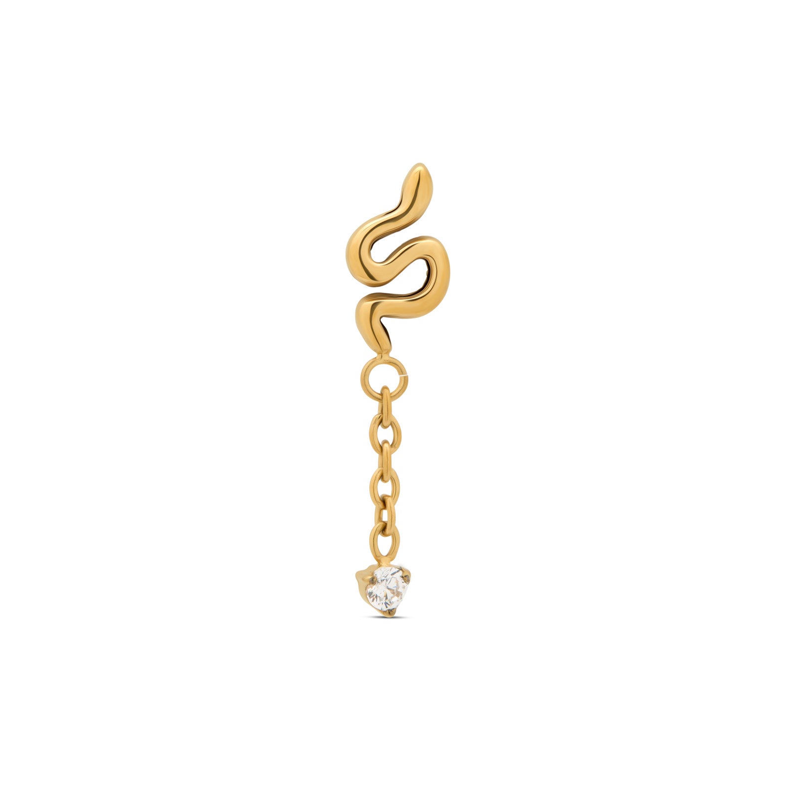 18k V-Gold Smooth Snake with chain Dangle stone Flatback