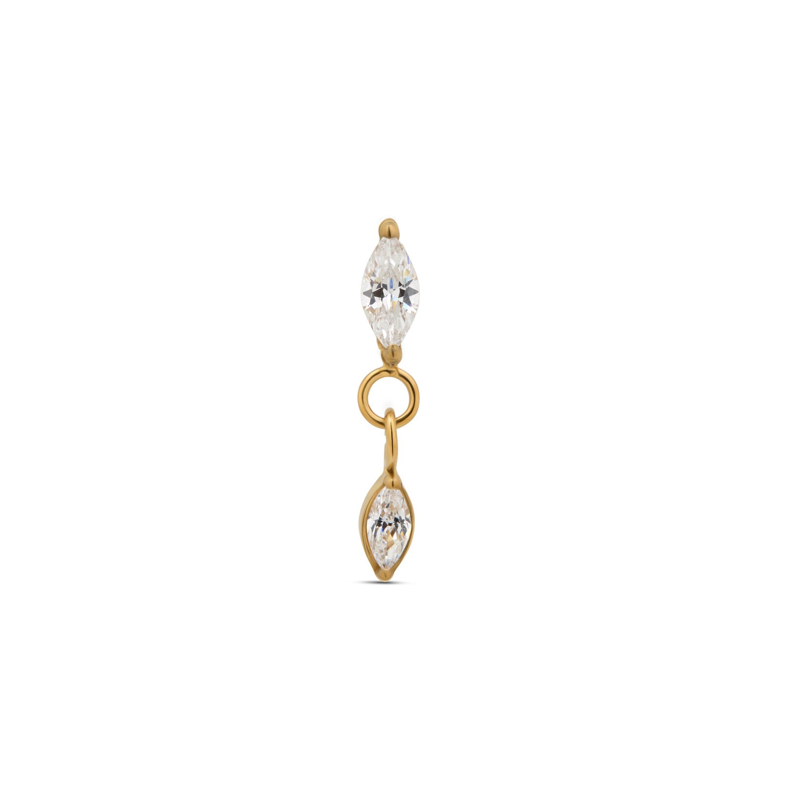 18k V-Gold Marquise Stone Dangle Flatback