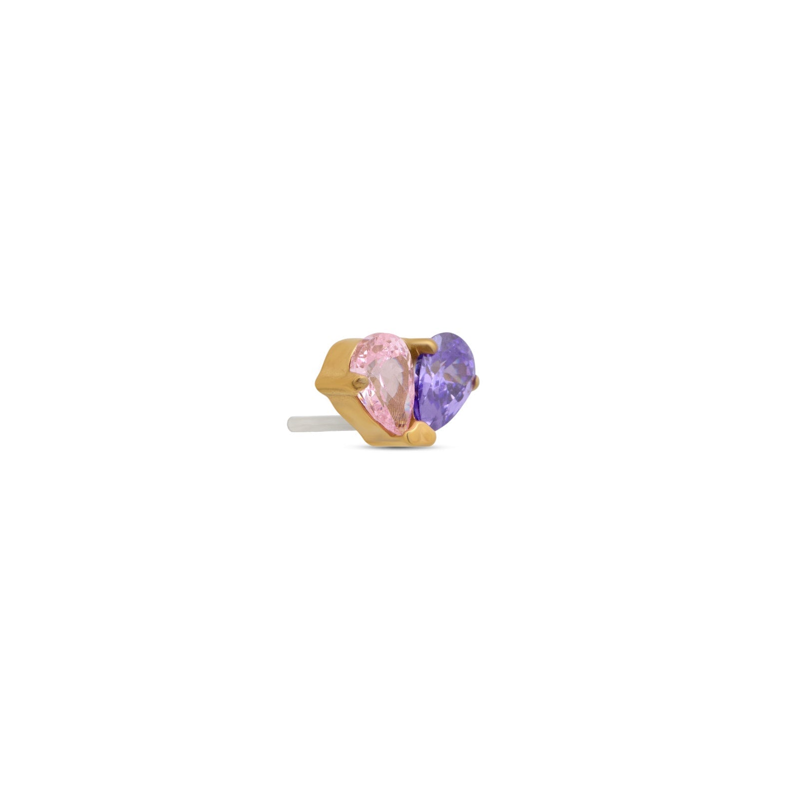 18k V-Gold Duo Tear in Amethyst & Pink Flatback