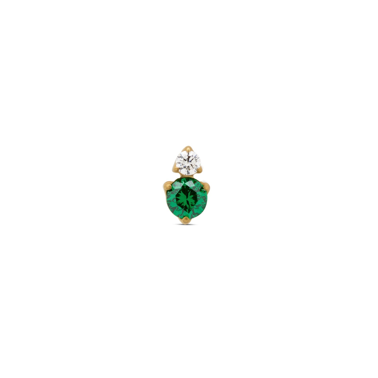18k V-Gold Duo Round Stones in Emerald Flatback
