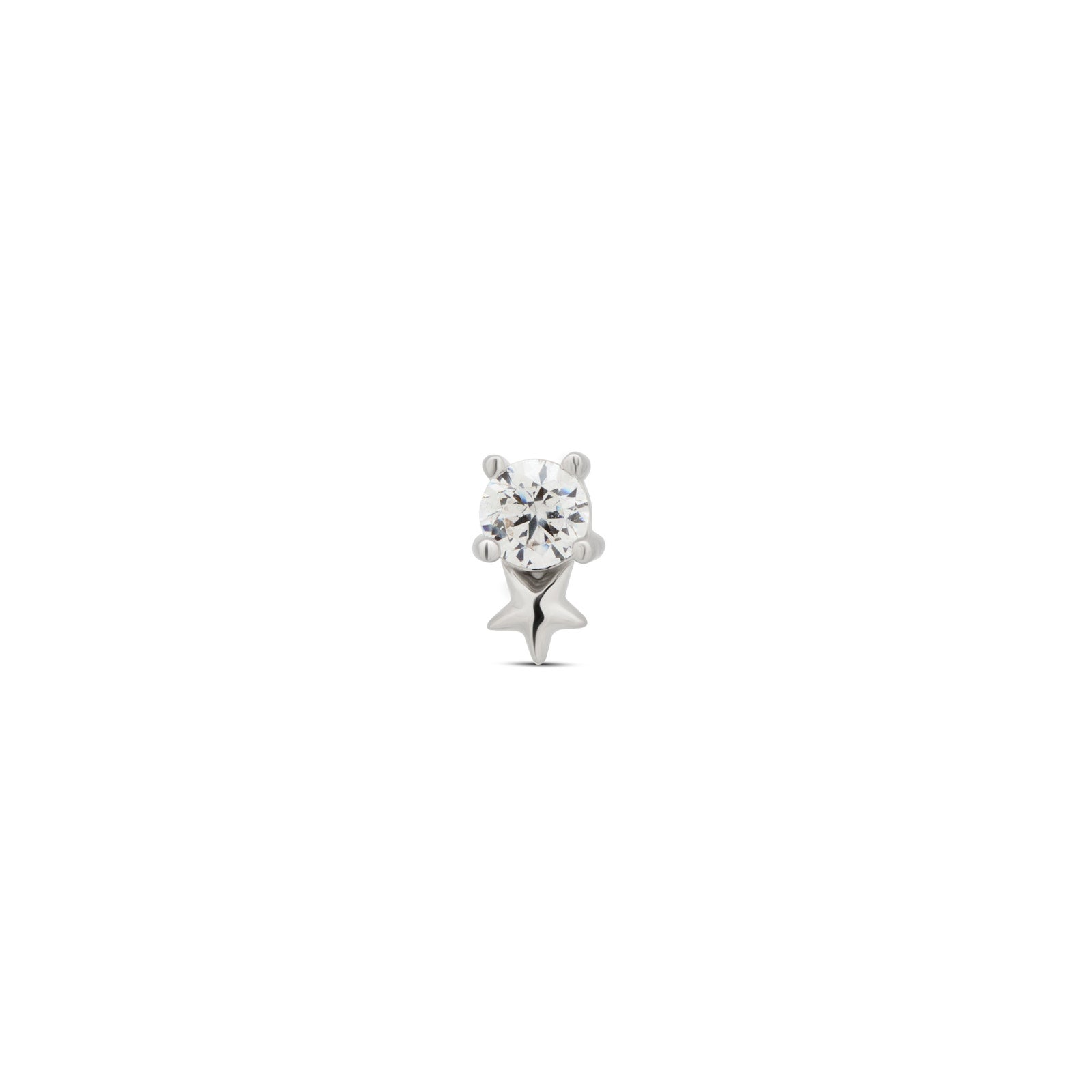 14kt White Gold Flatback - Star with Jewel