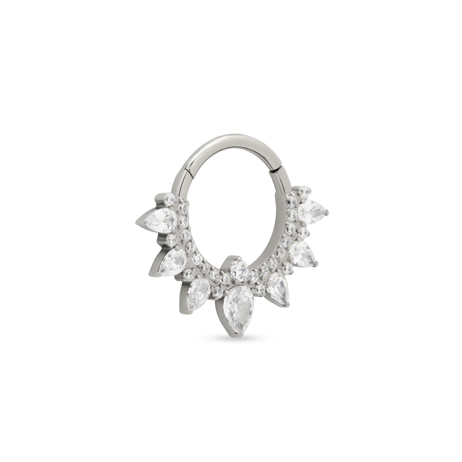 Jewelled Pear Cluster Hinged Ring