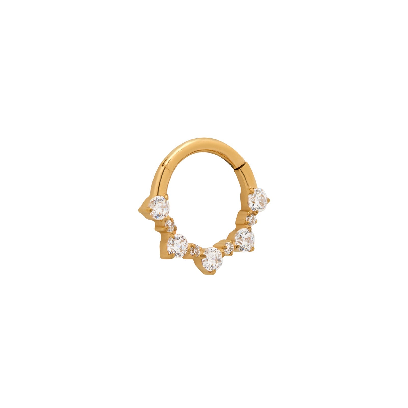 18k V-Gold Round Cluster Jewelled Hinged Ring