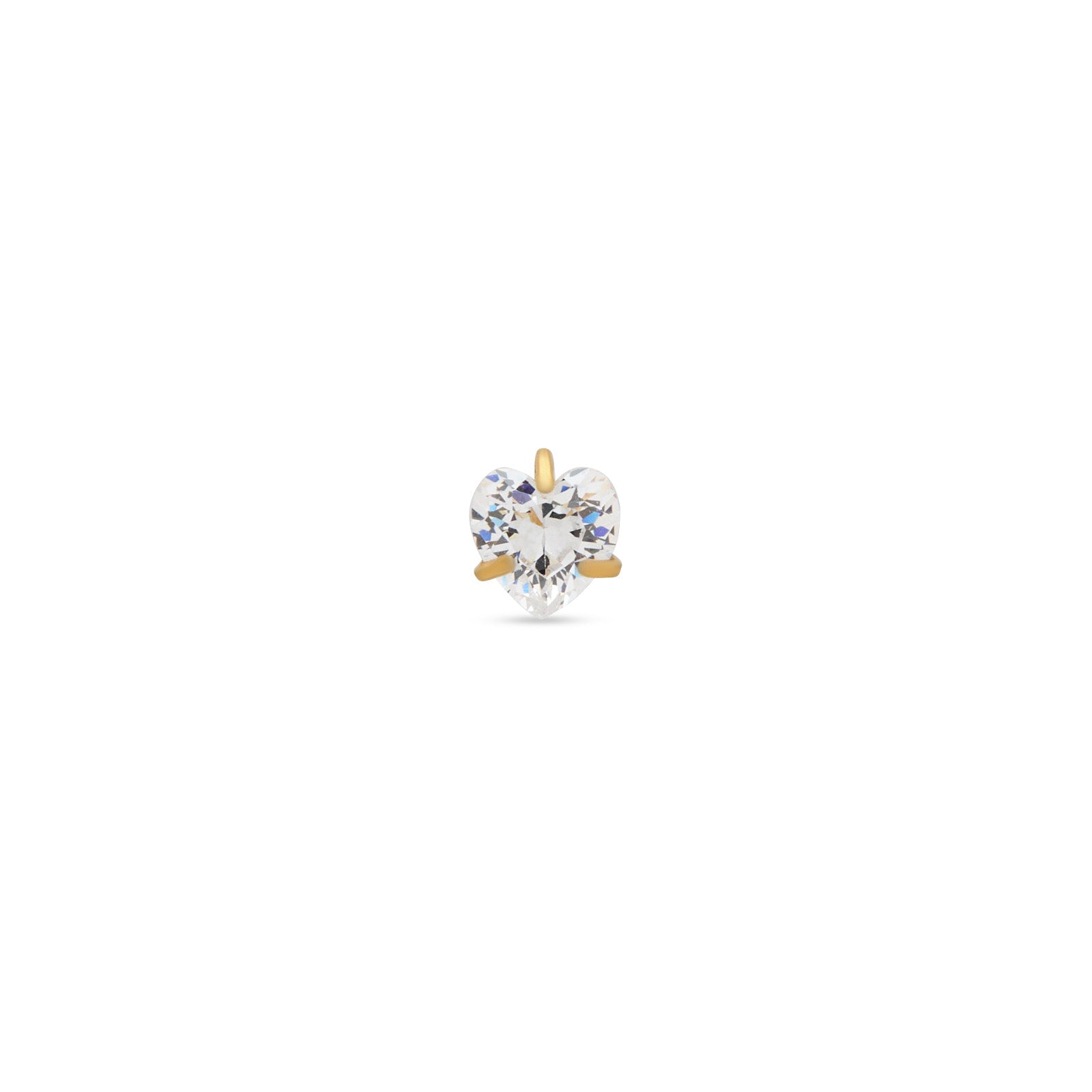 18k V-Gold Prong Set Crystal Heart Flatback