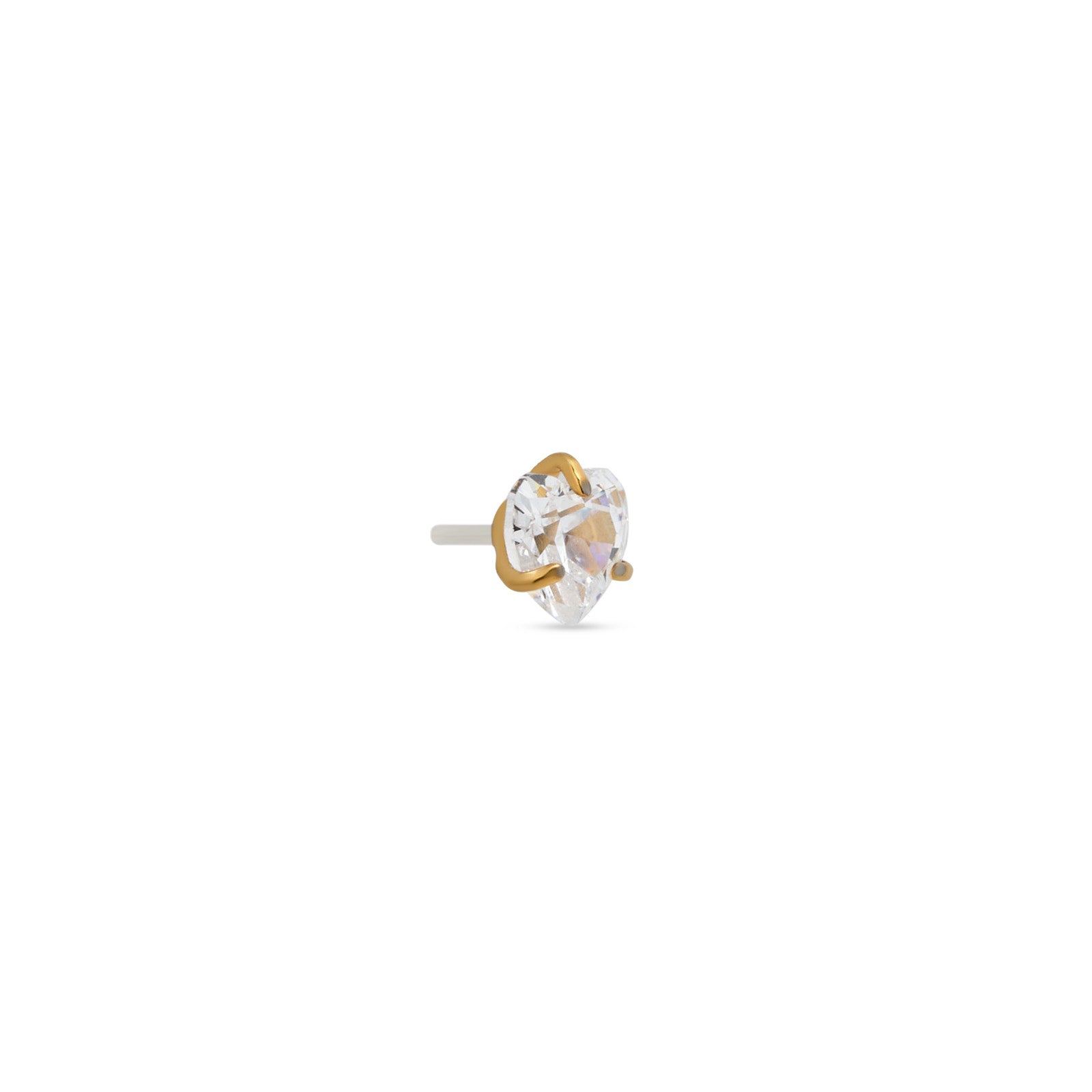 18k V-Gold Prong Set Crystal Heart Flatback