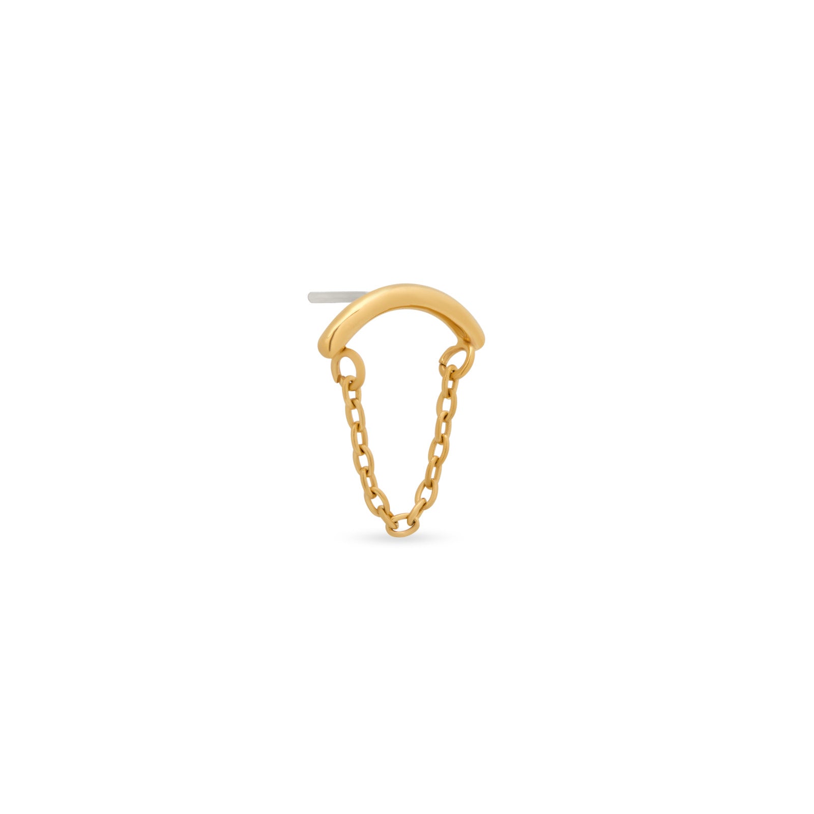 18k V-Gold Curved Bar with Chain Flatback