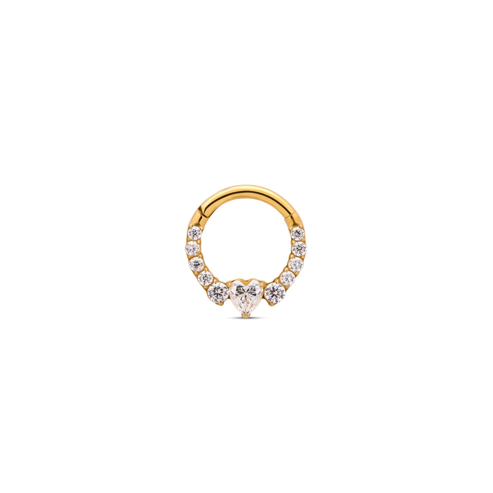 18k V-Gold Jewelled Heart Hinged Ring